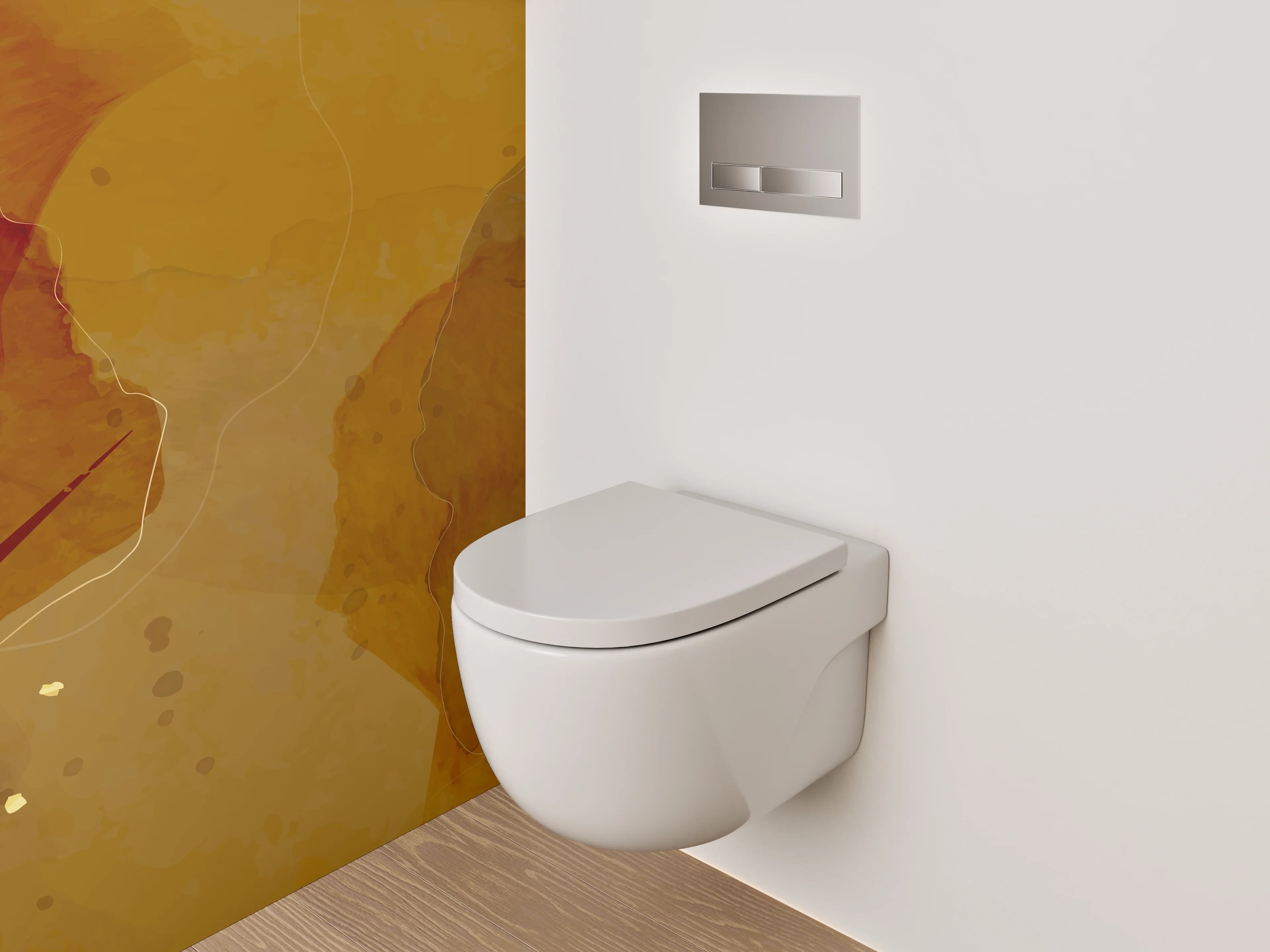 WC-Rückwand - Abstrakte Aquarell-Braun-Beige Wandkunst