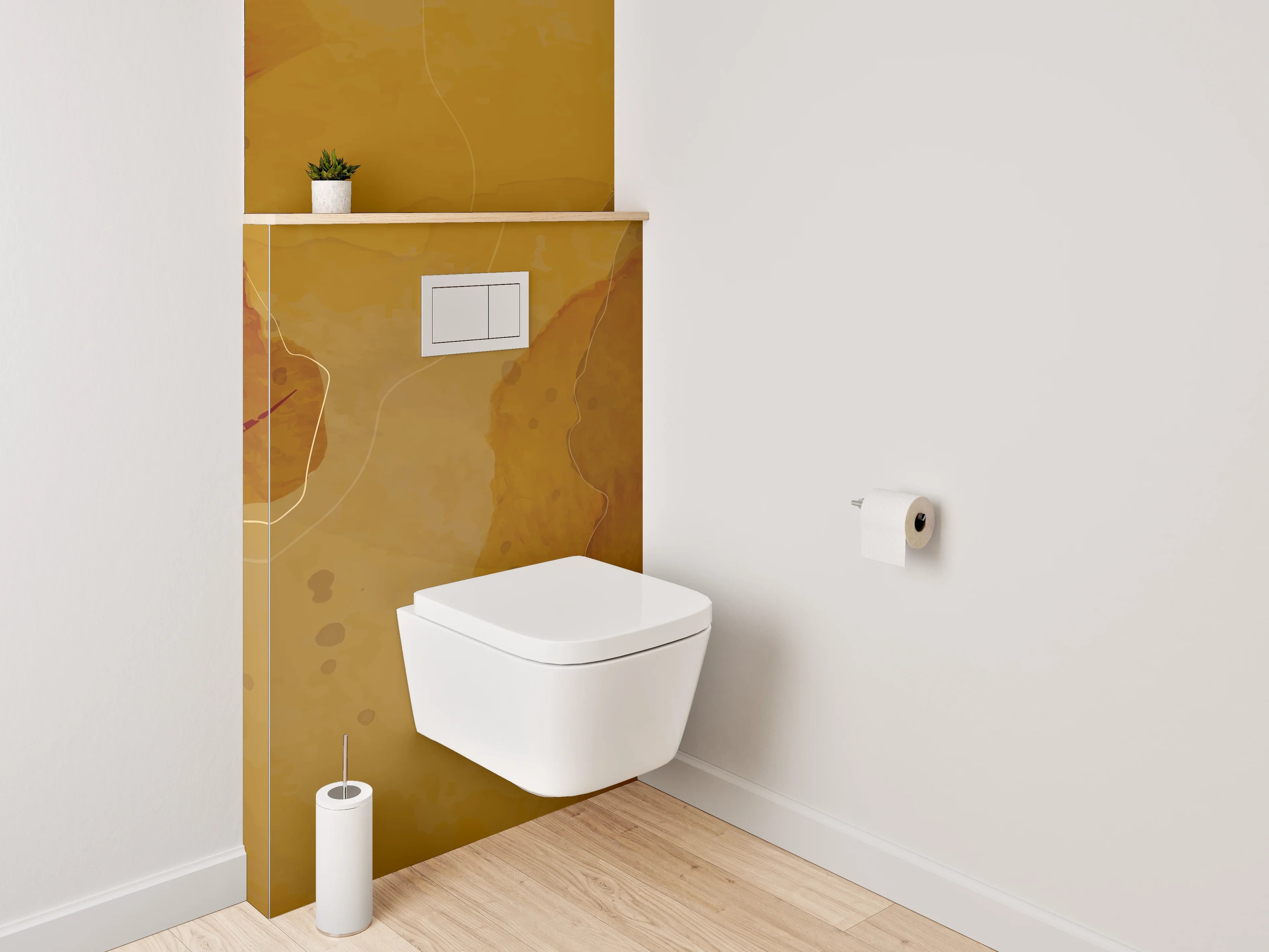 WC-Rückwand - Abstrakte Aquarell-Braun-Beige Wandkunst