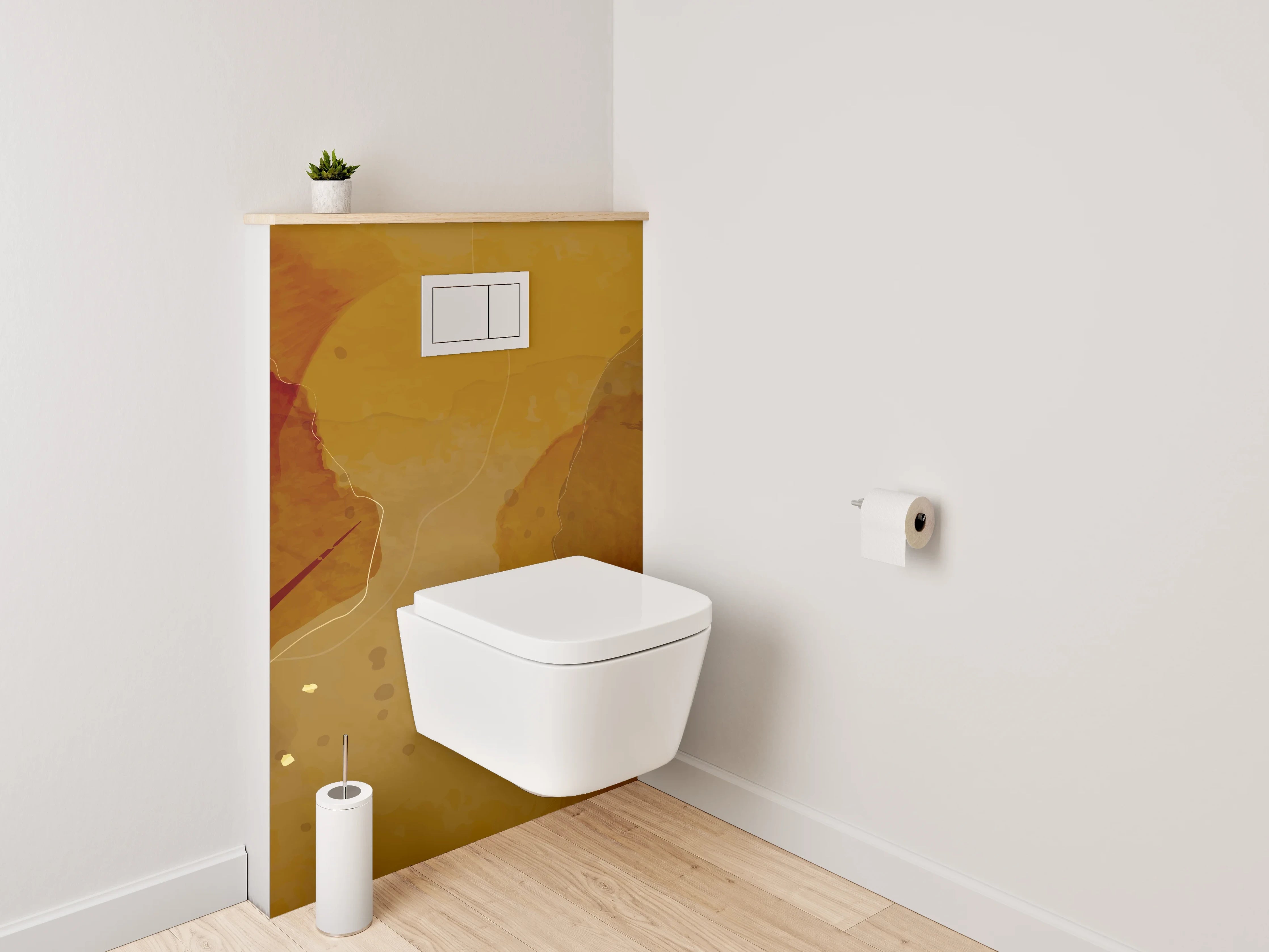 WC-Rückwand - Abstrakte Aquarell-Braun-Beige Wandkunst