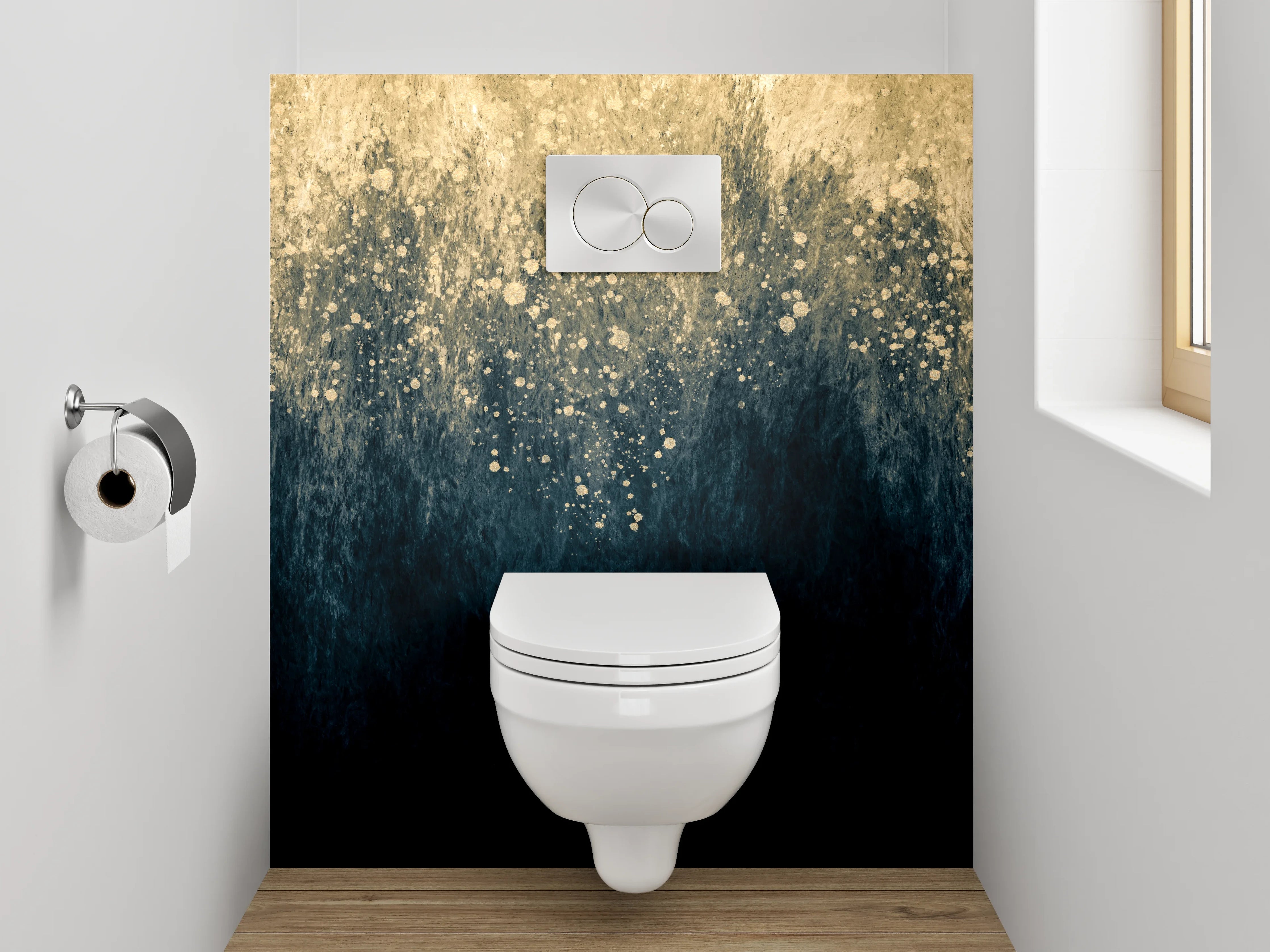 WC-Rückwand - Abstrakte Aquarell-Gold-Textur