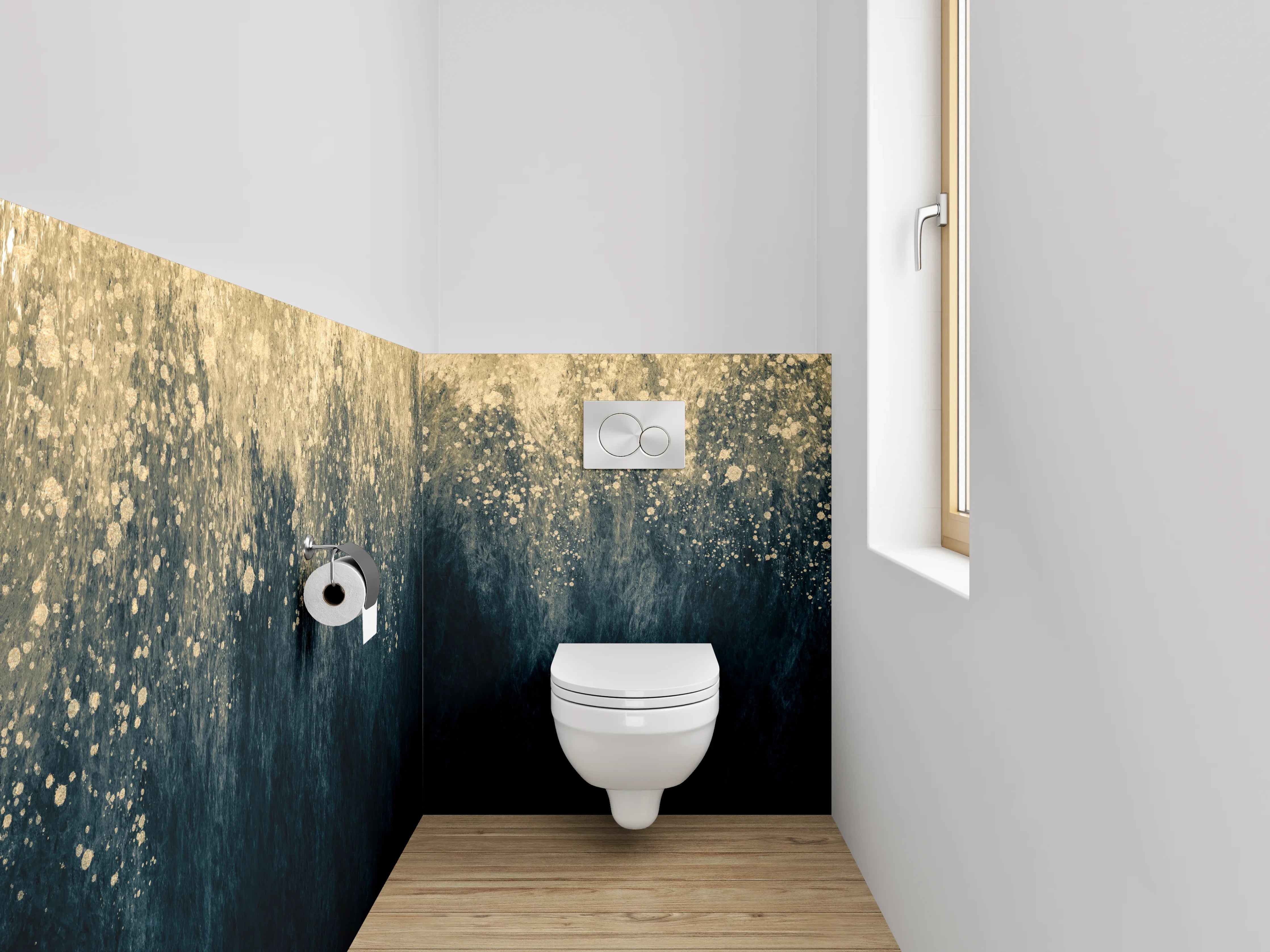 WC-Rückwand - Abstrakte Aquarell-Gold-Textur