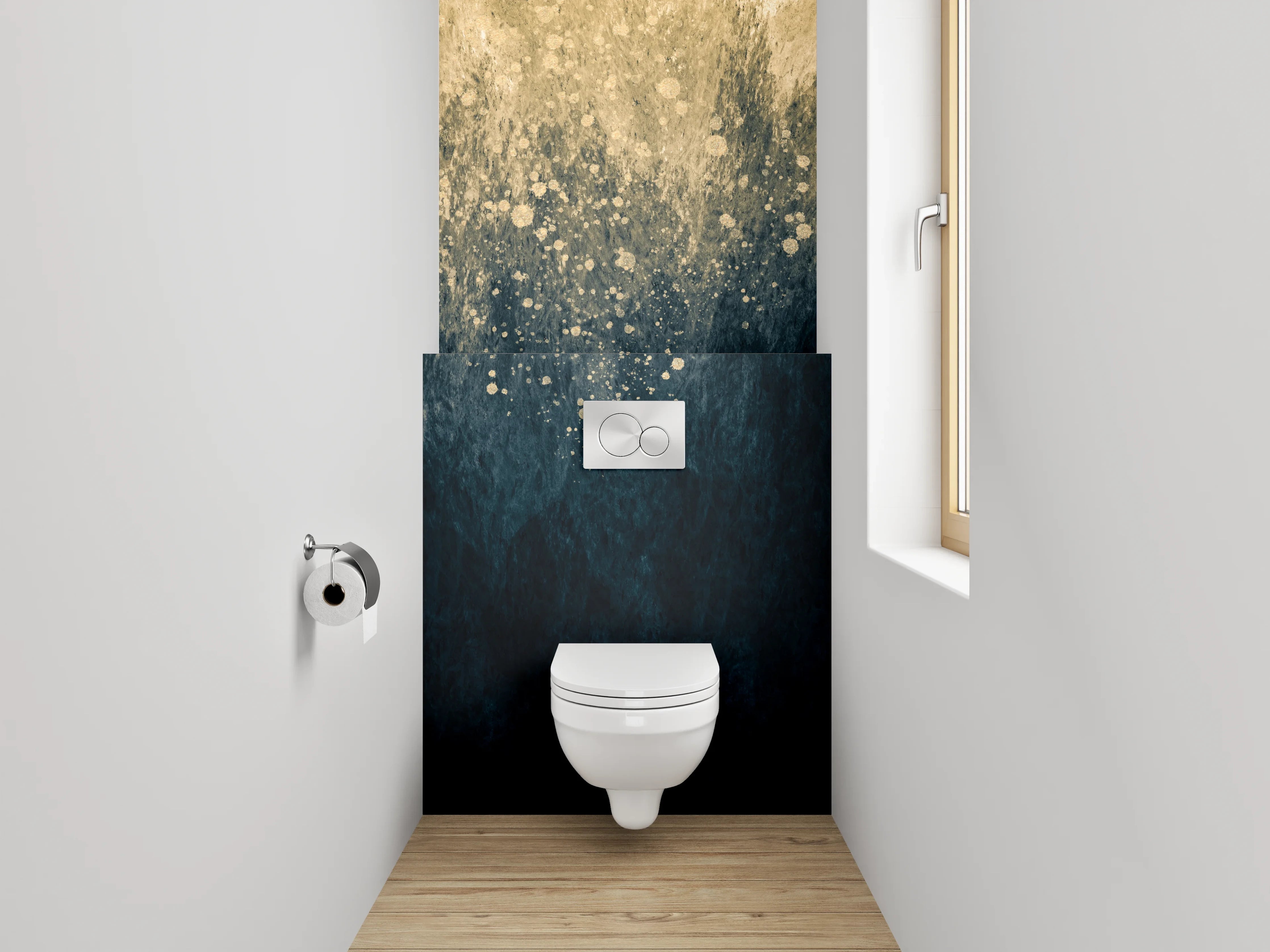WC-Rückwand - Abstrakte Aquarell-Gold-Textur