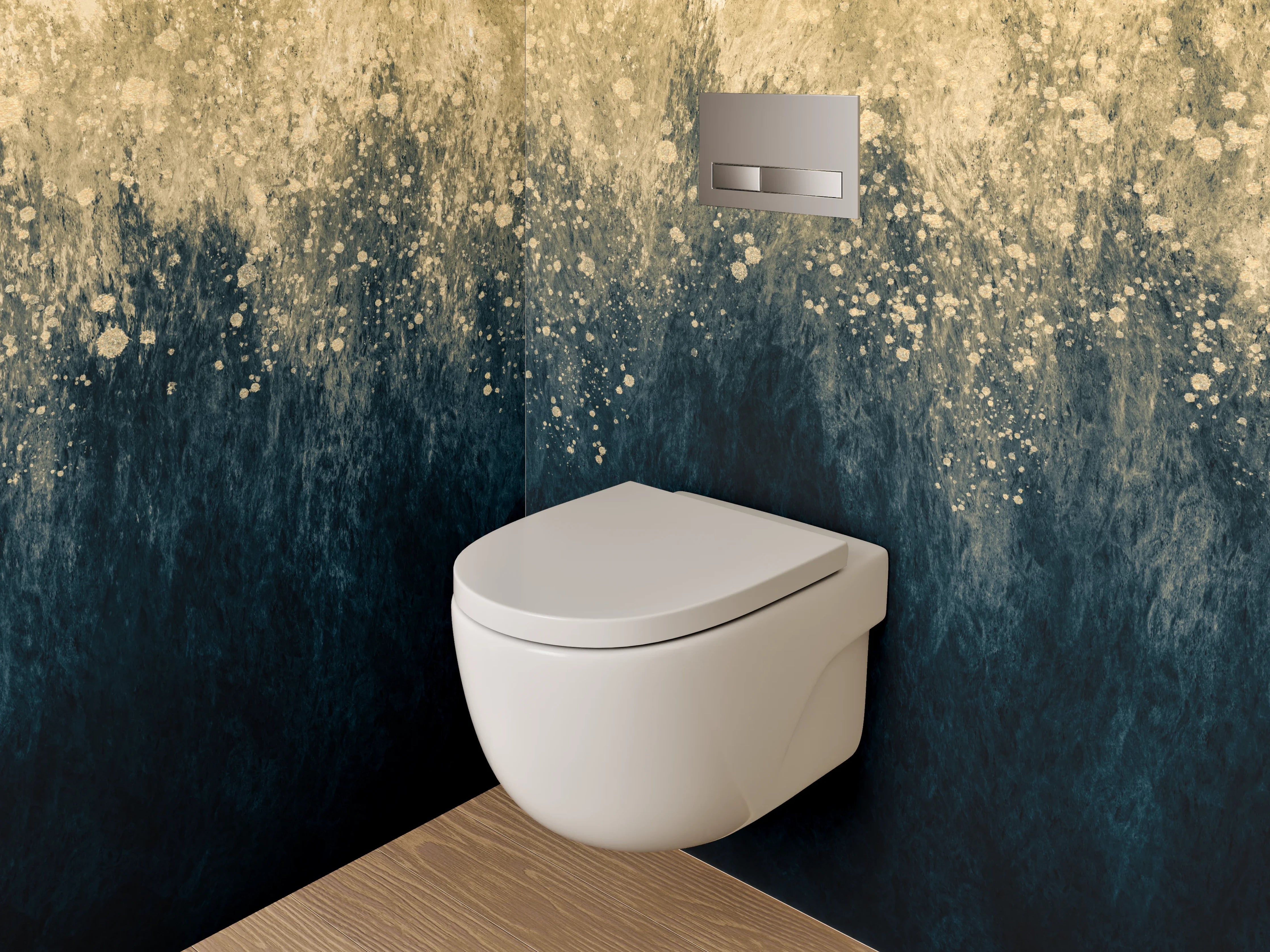 WC-Rückwand - Abstrakte Aquarell-Gold-Textur