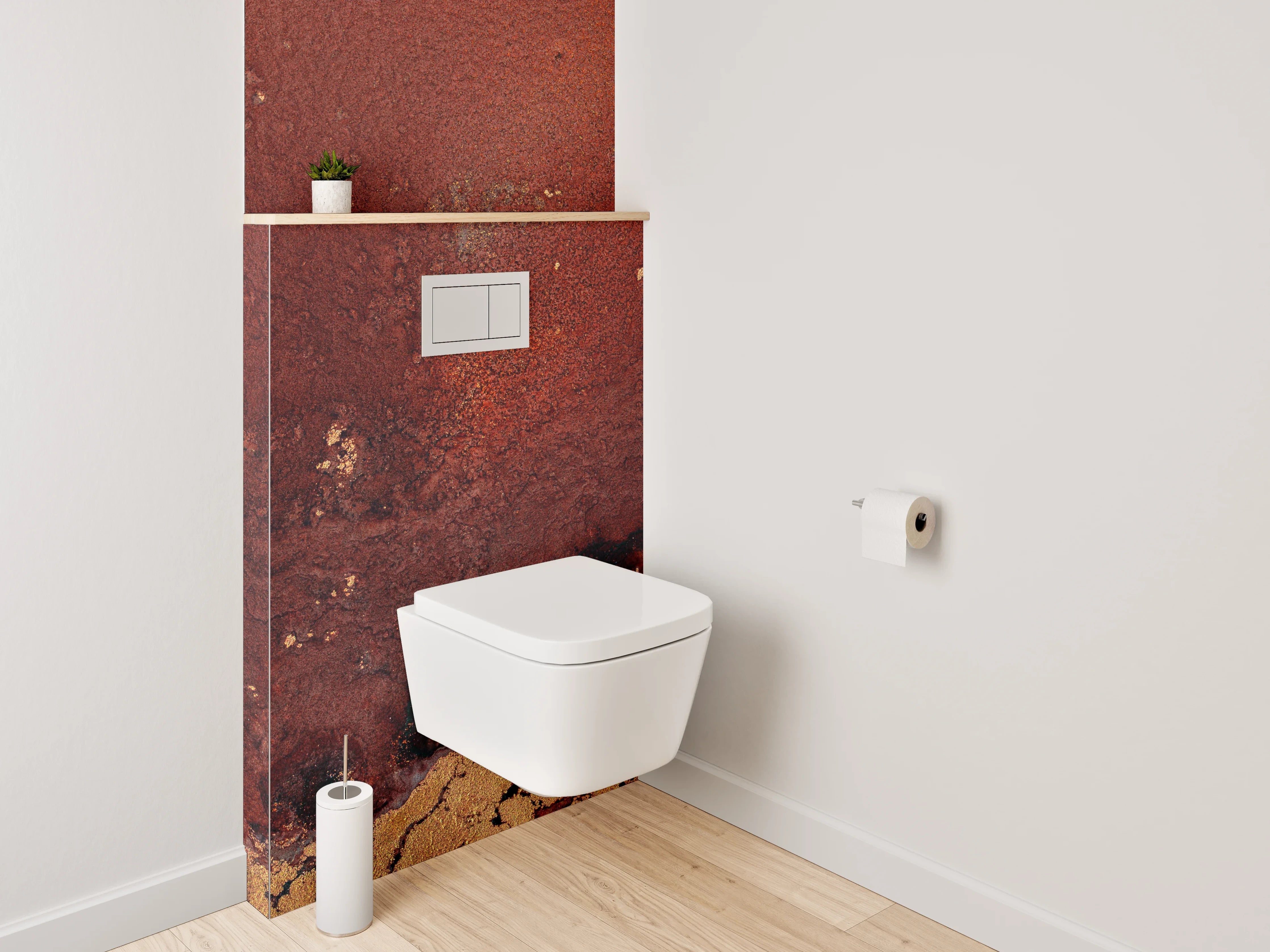 WC-Rückwand - Abstrakte Aquarell-Kunst in warmen Tönen