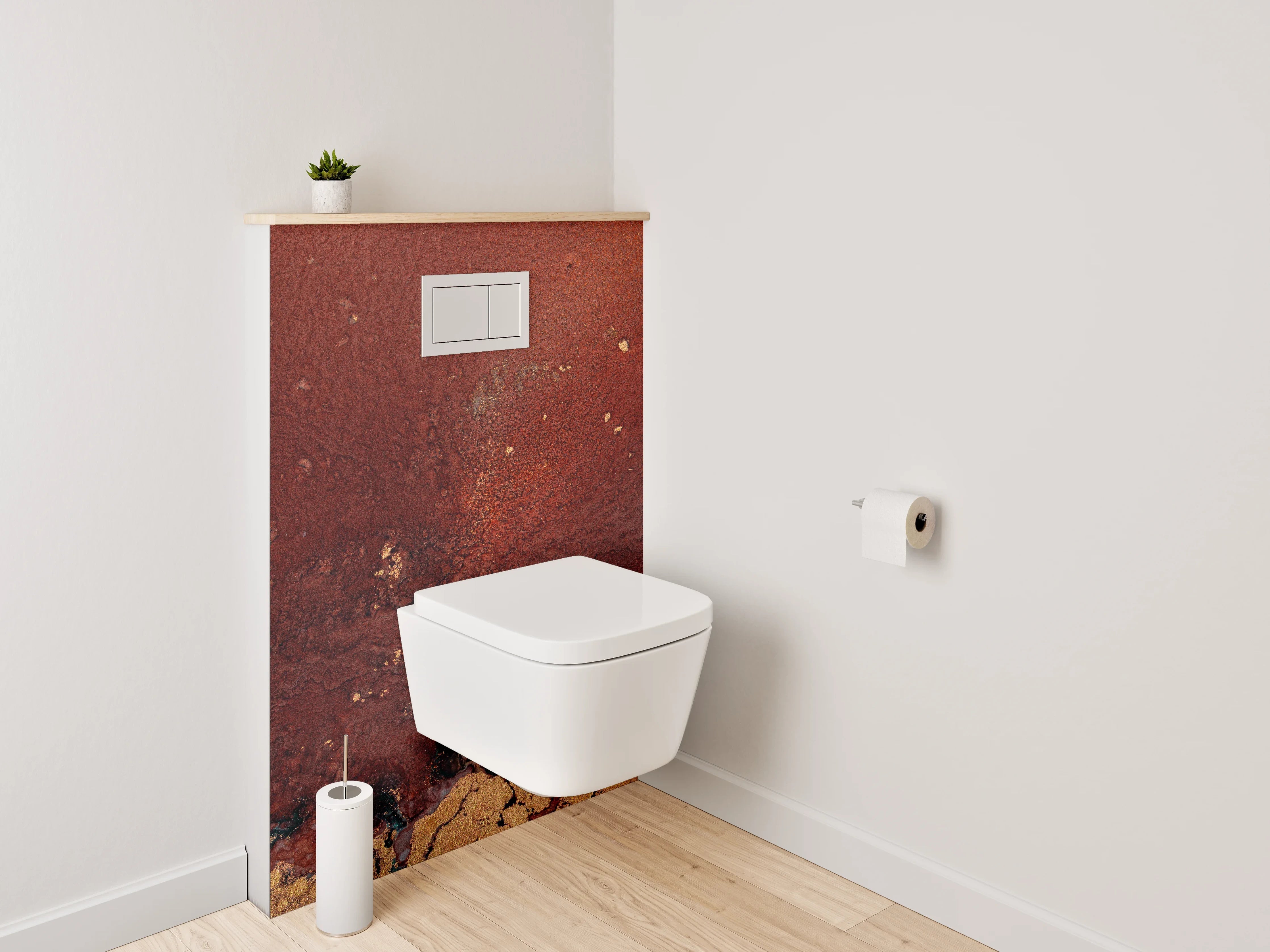 WC-Rückwand - Abstrakte Aquarell-Kunst in warmen Tönen