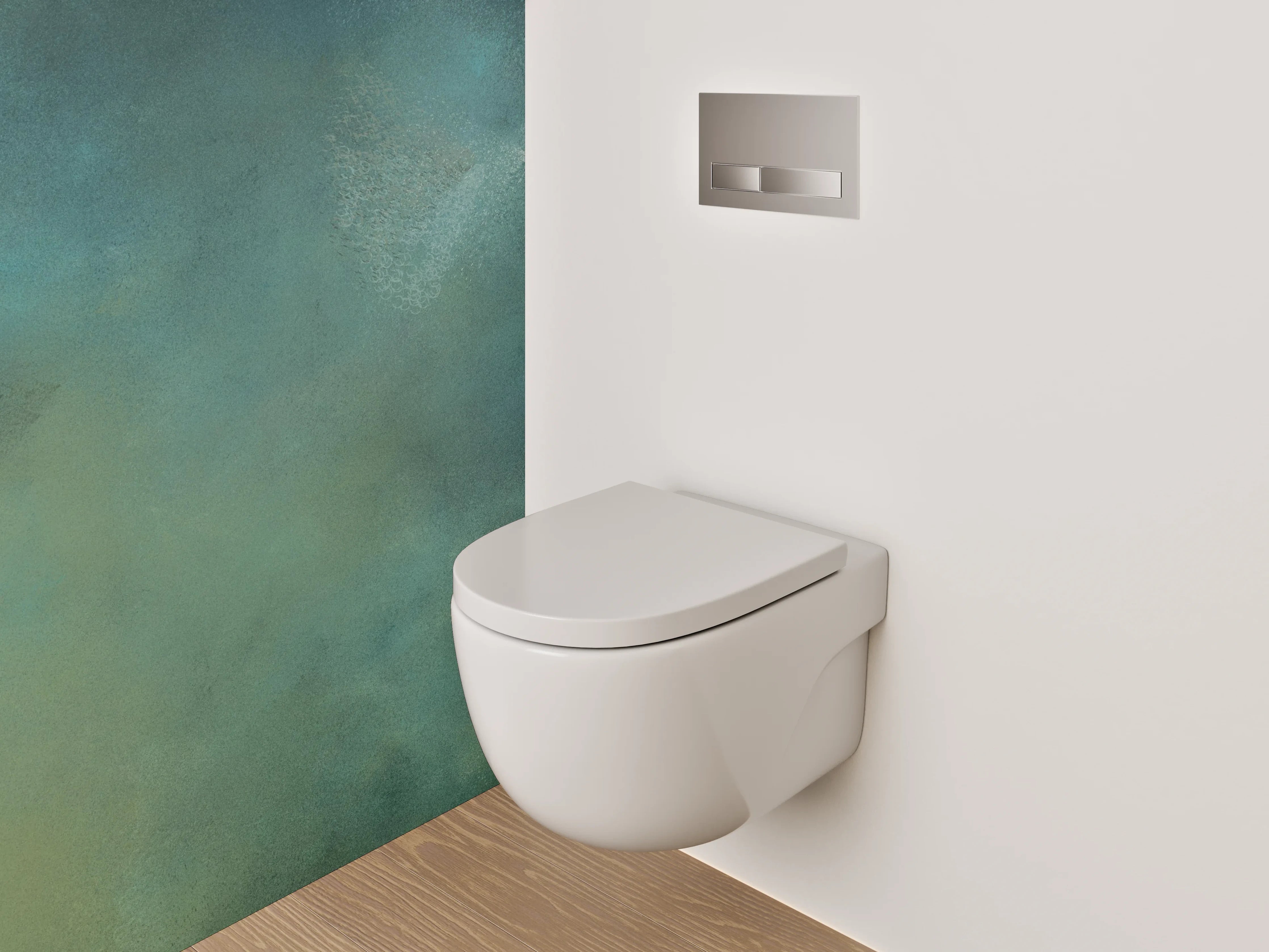 WC-Rückwand - Abstrakte Aquarell-Struktur in Grün und Blau