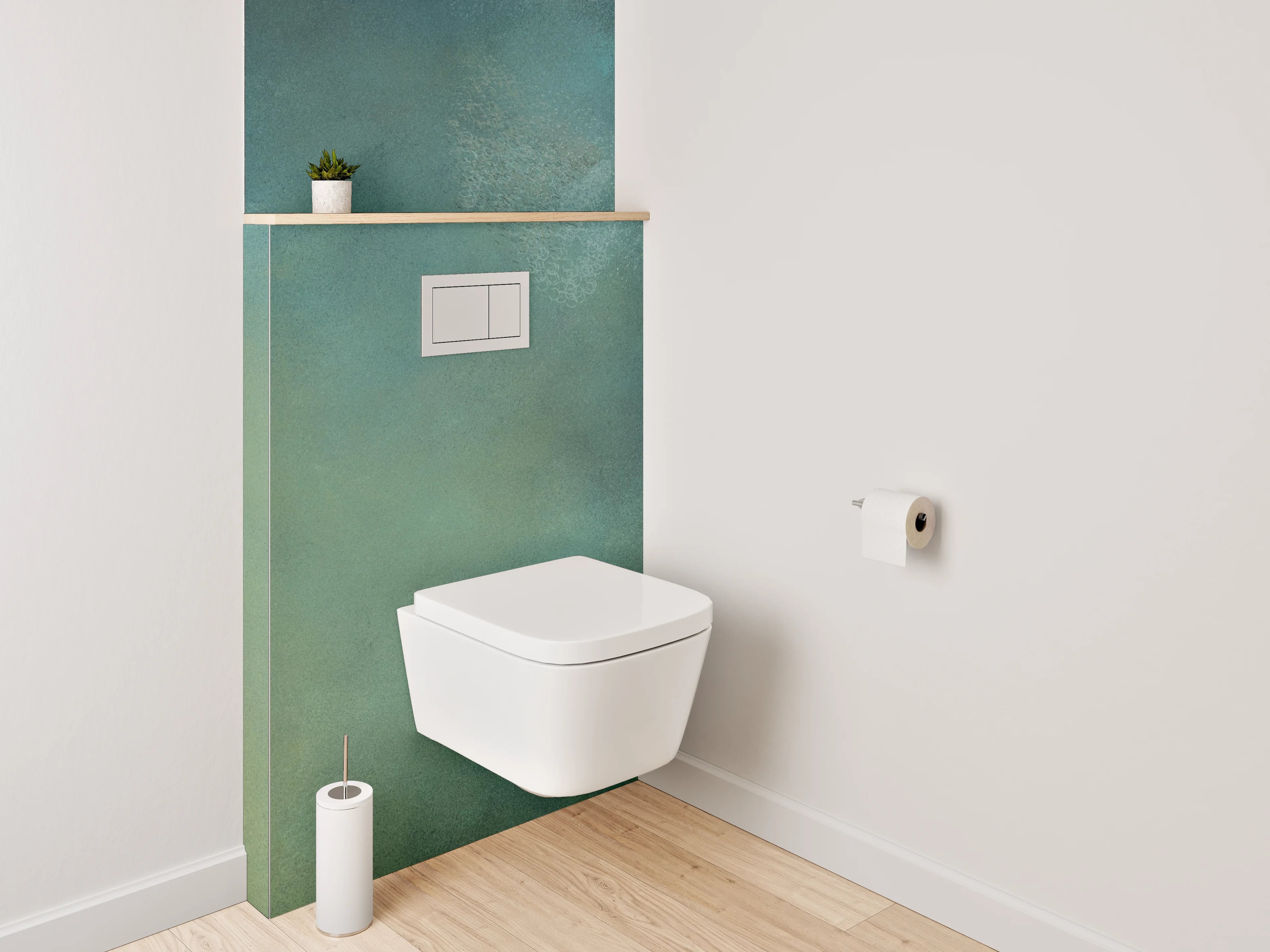 WC-Rückwand - Abstrakte Aquarell-Struktur in Grün und Blau