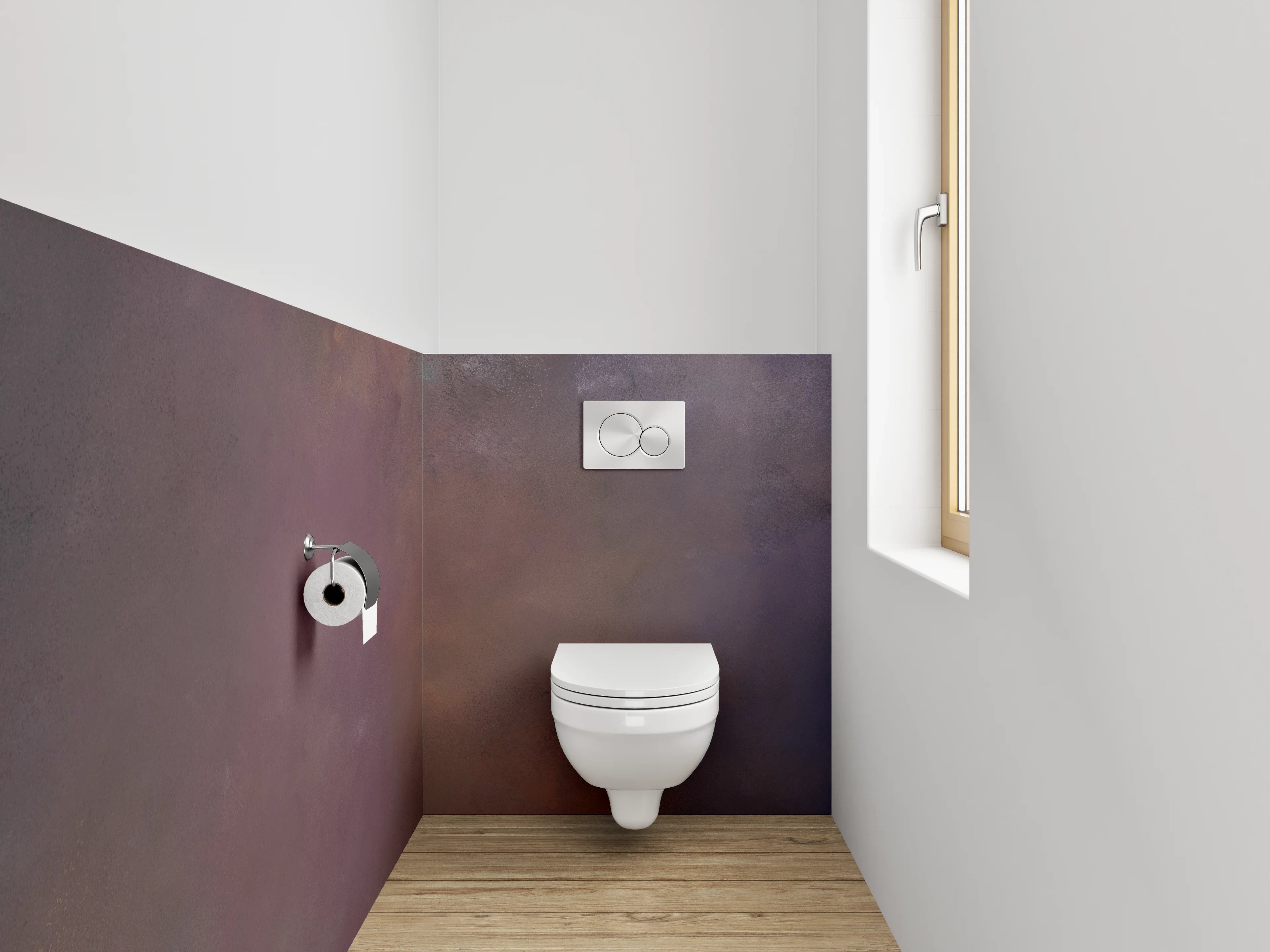 WC-Rückwand - Abstrakte Aquarell-Struktur in Violett und Braun