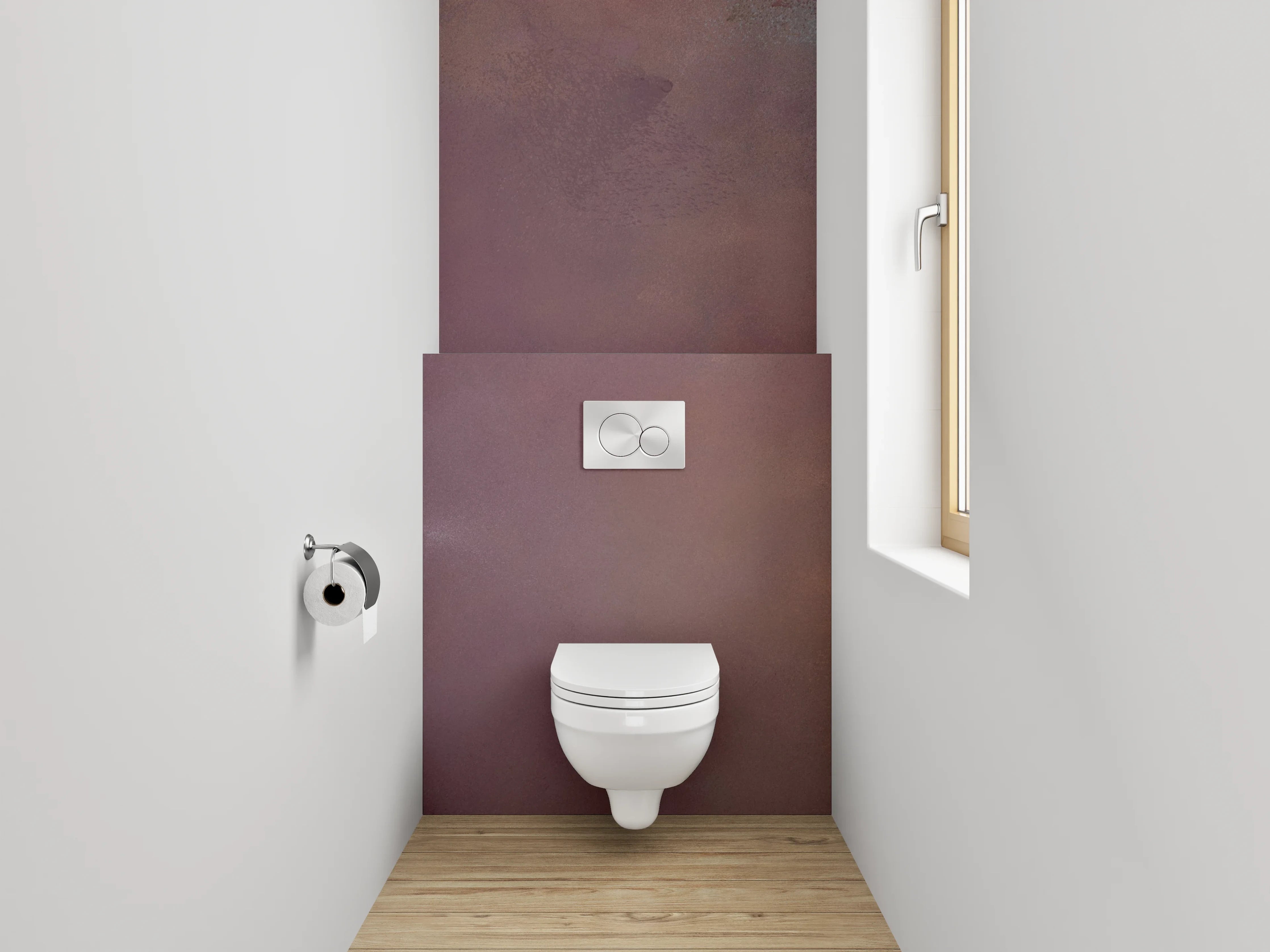 WC-Rückwand - Abstrakte Aquarell-Struktur in Violett und Braun