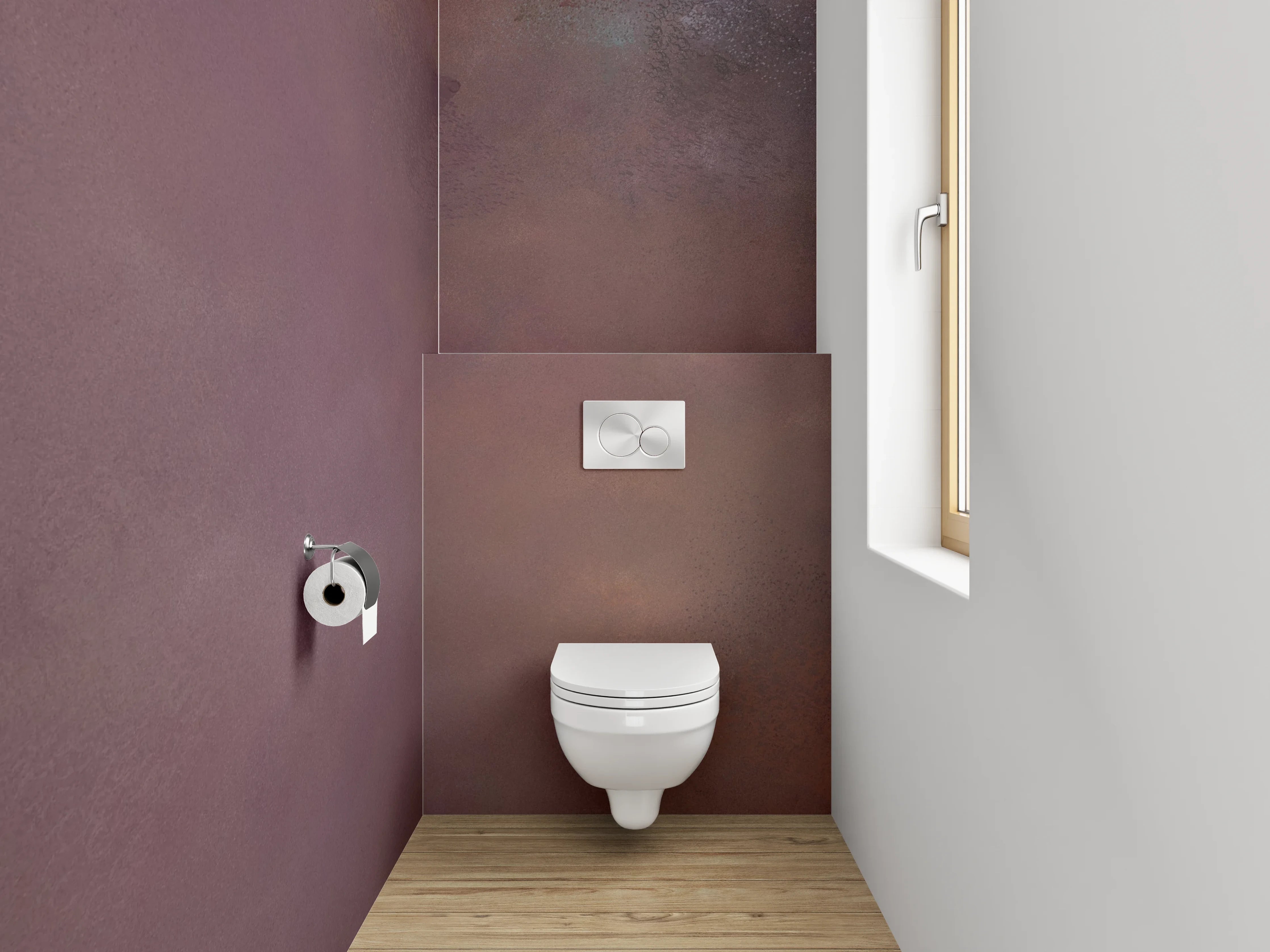 WC-Rückwand - Abstrakte Aquarell-Struktur in Violett und Braun