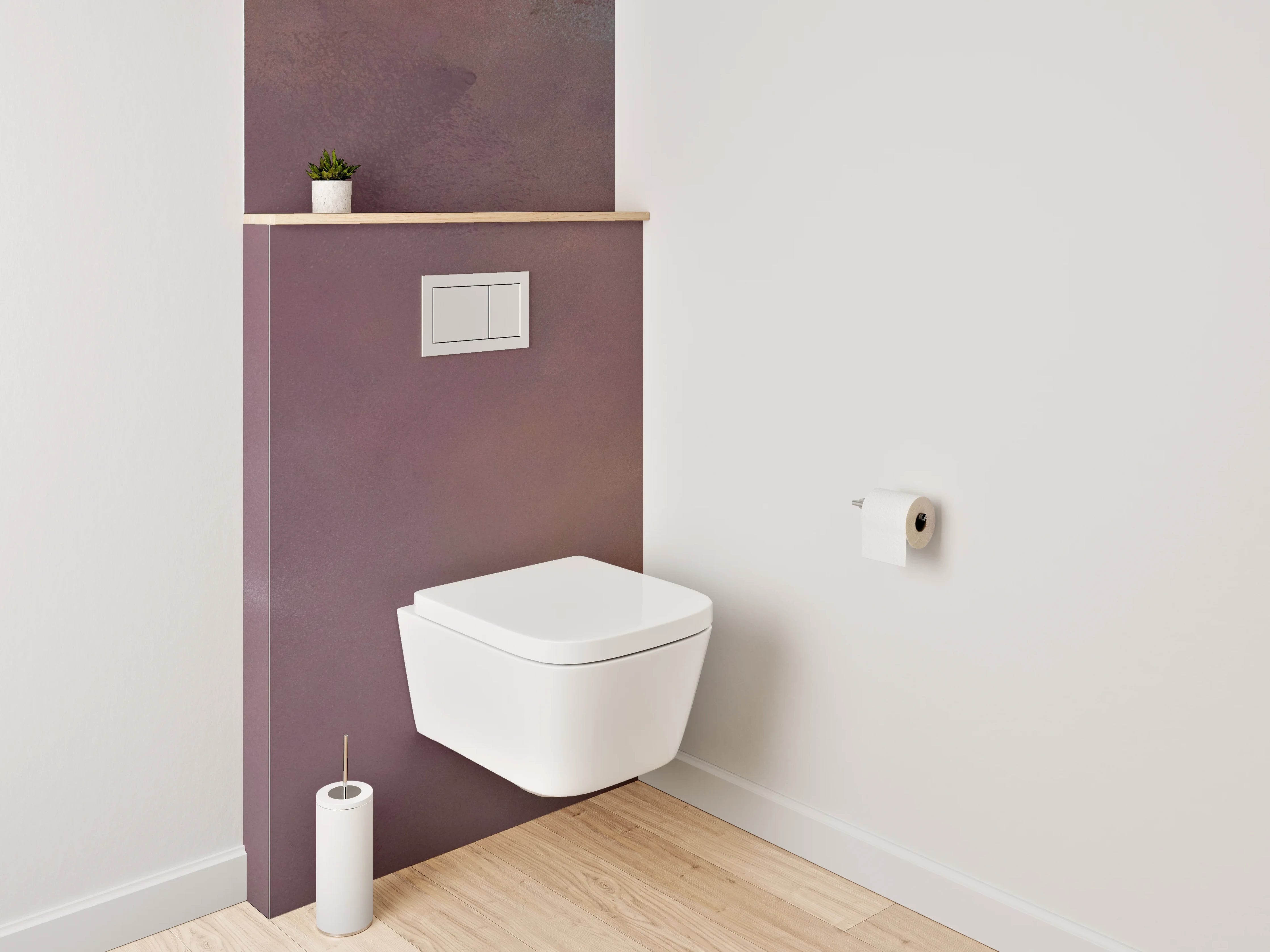 WC-Rückwand - Abstrakte Aquarell-Struktur in Violett und Braun