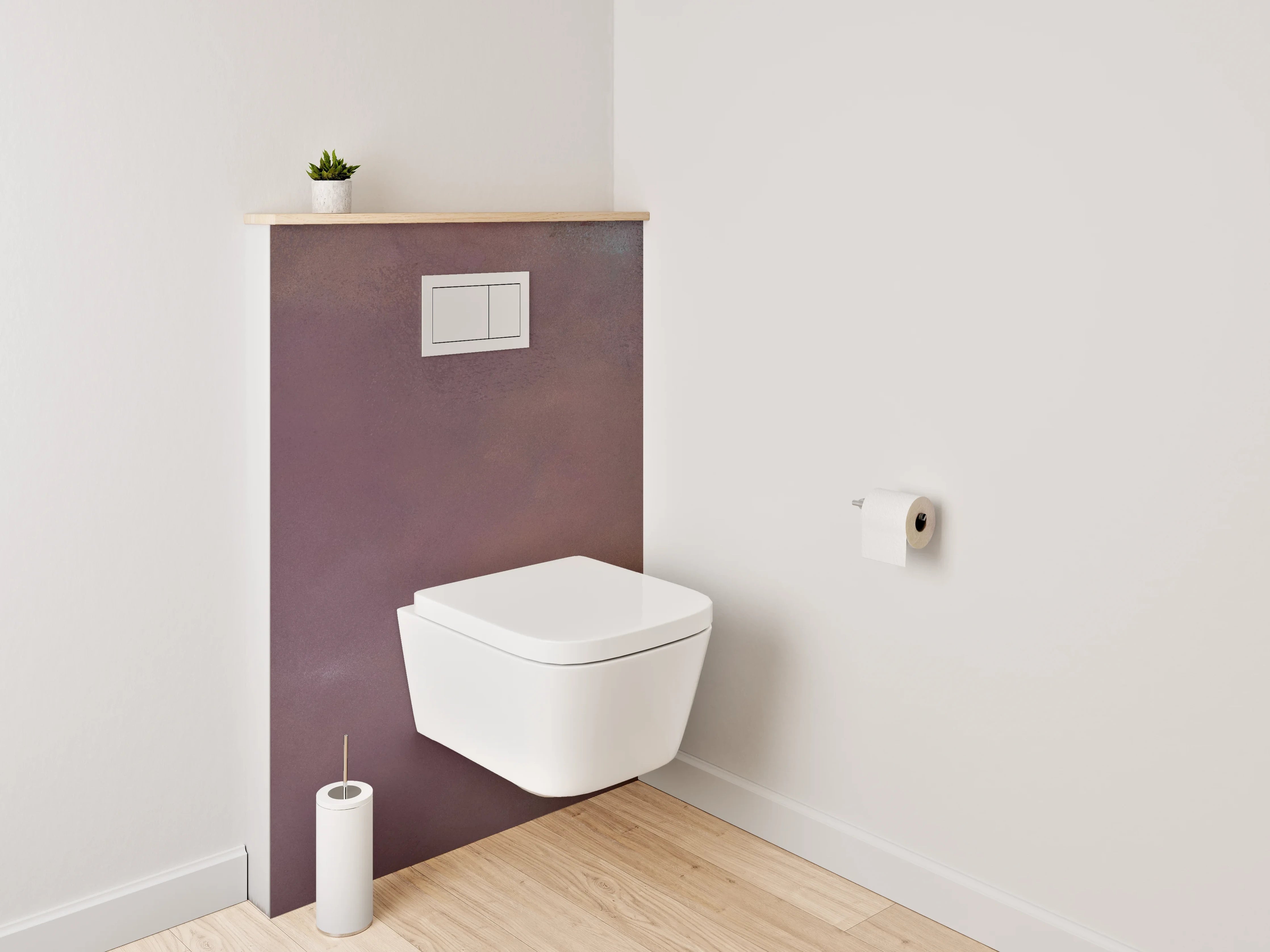 WC-Rückwand - Abstrakte Aquarell-Struktur in Violett und Braun