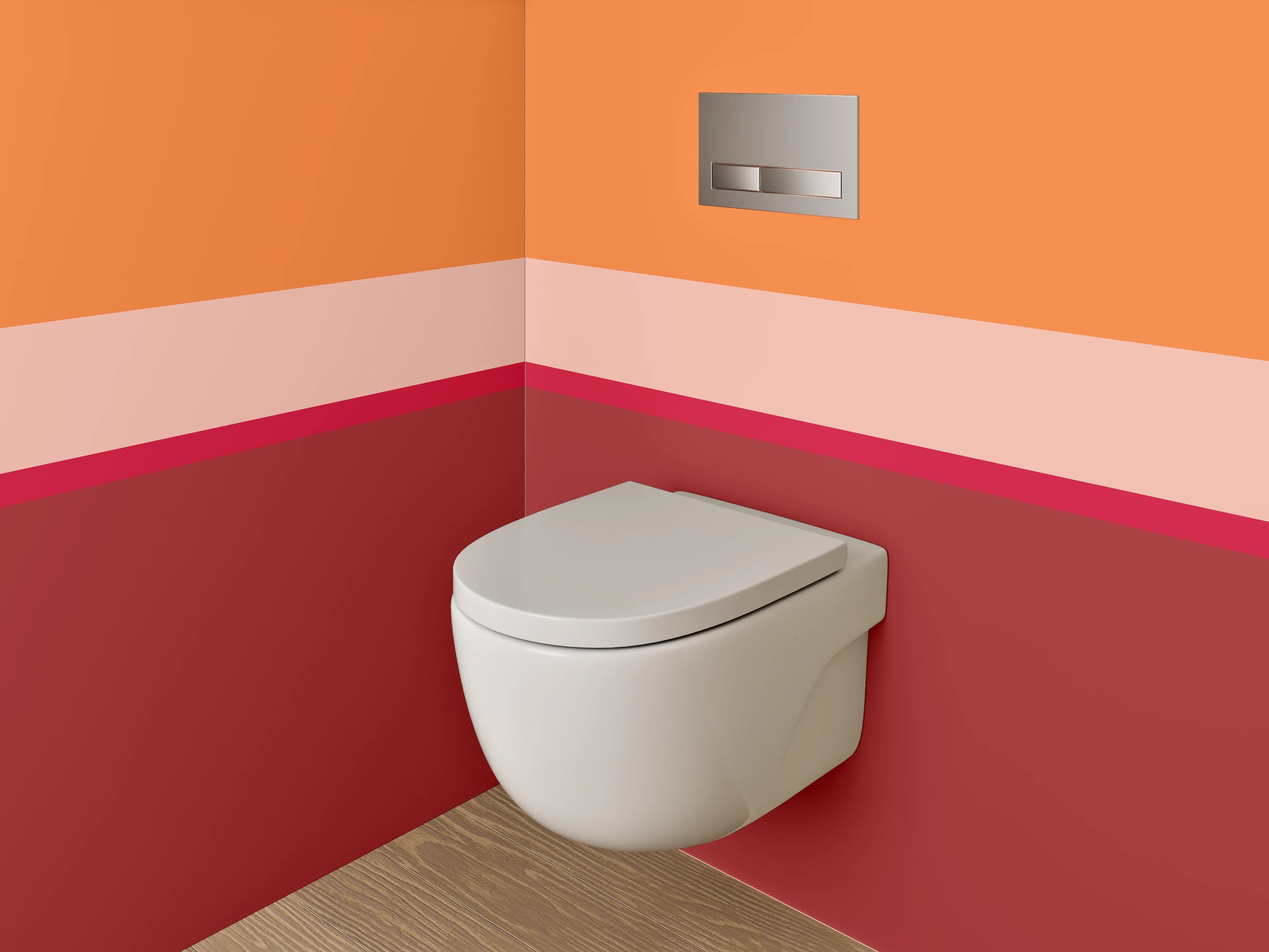 WC-Rückwand - Abstrakte Balken in Orange und Rot