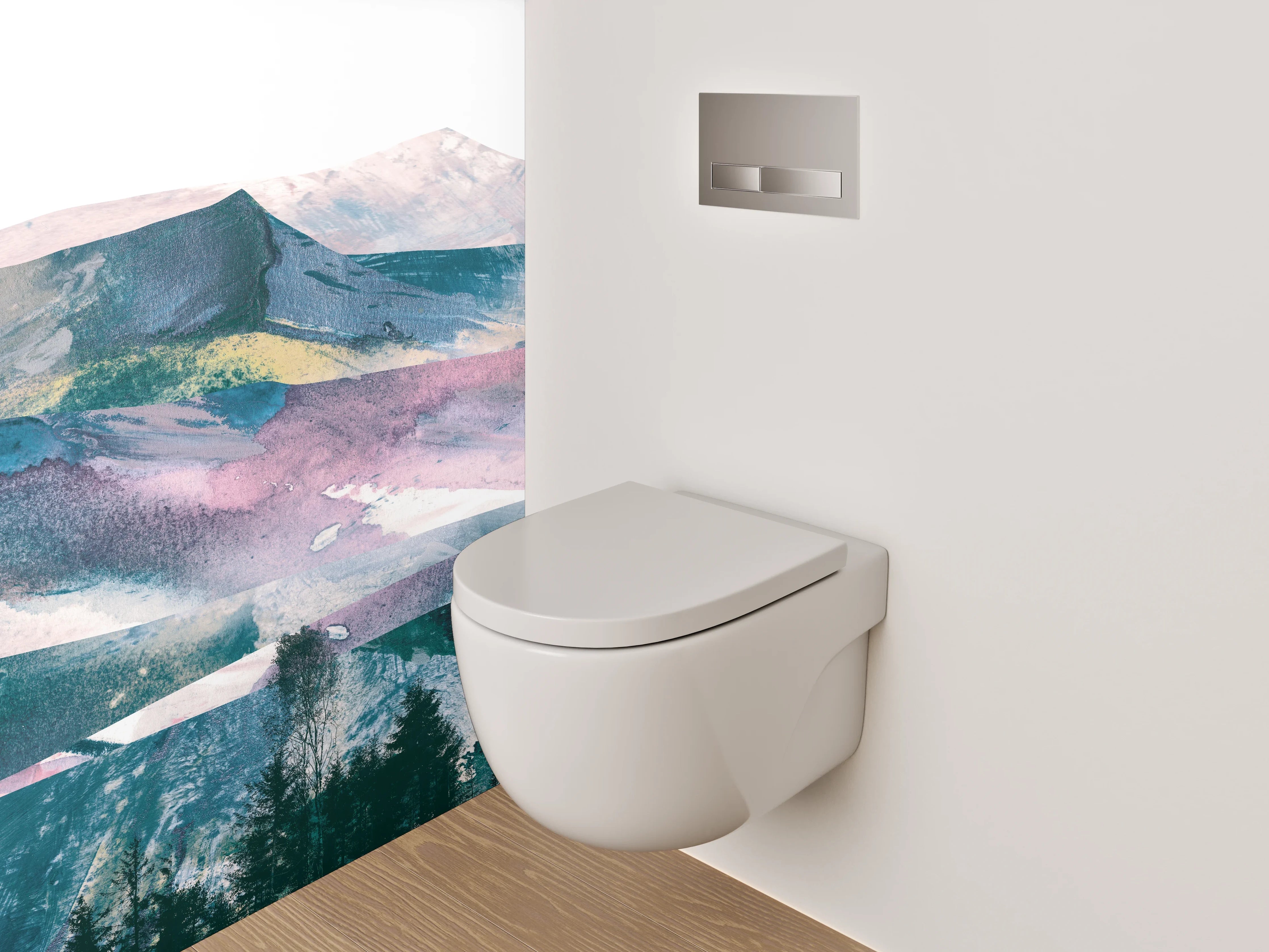 WC-Rückwand - Abstrakte Berge in Aquarelloptik