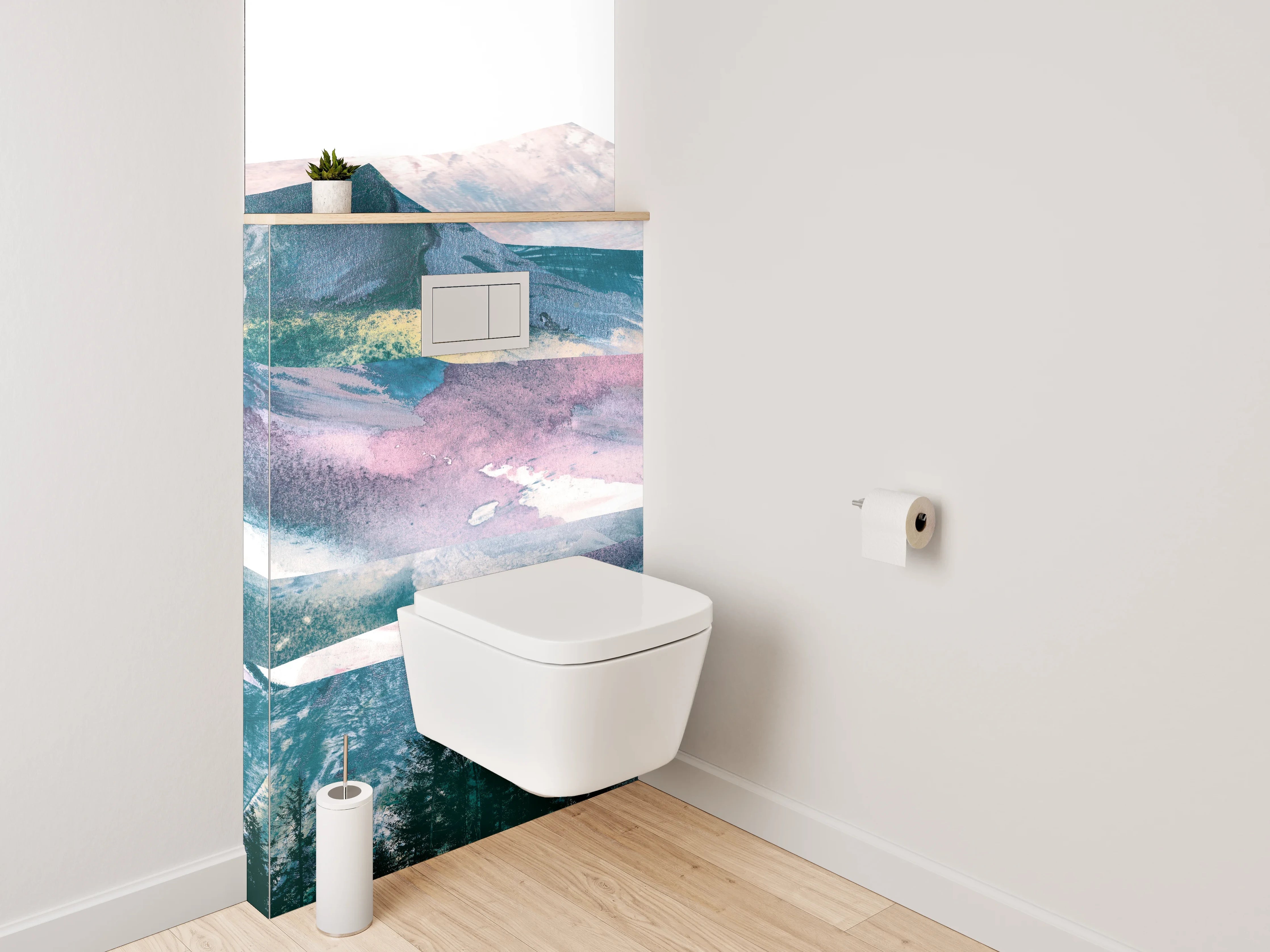 WC-Rückwand - Abstrakte Berge in Aquarelloptik