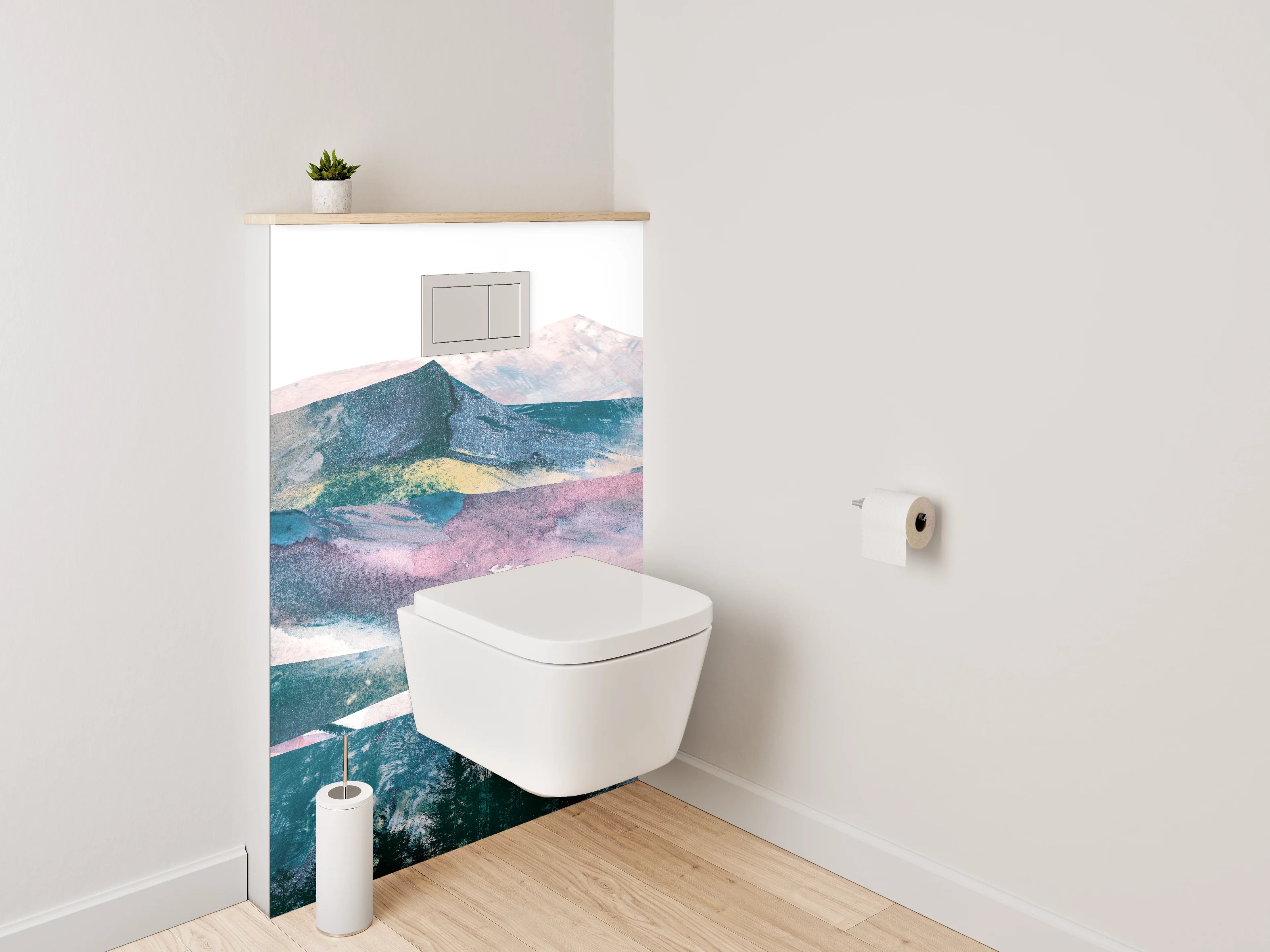 WC-Rückwand - Abstrakte Berge in Aquarelloptik