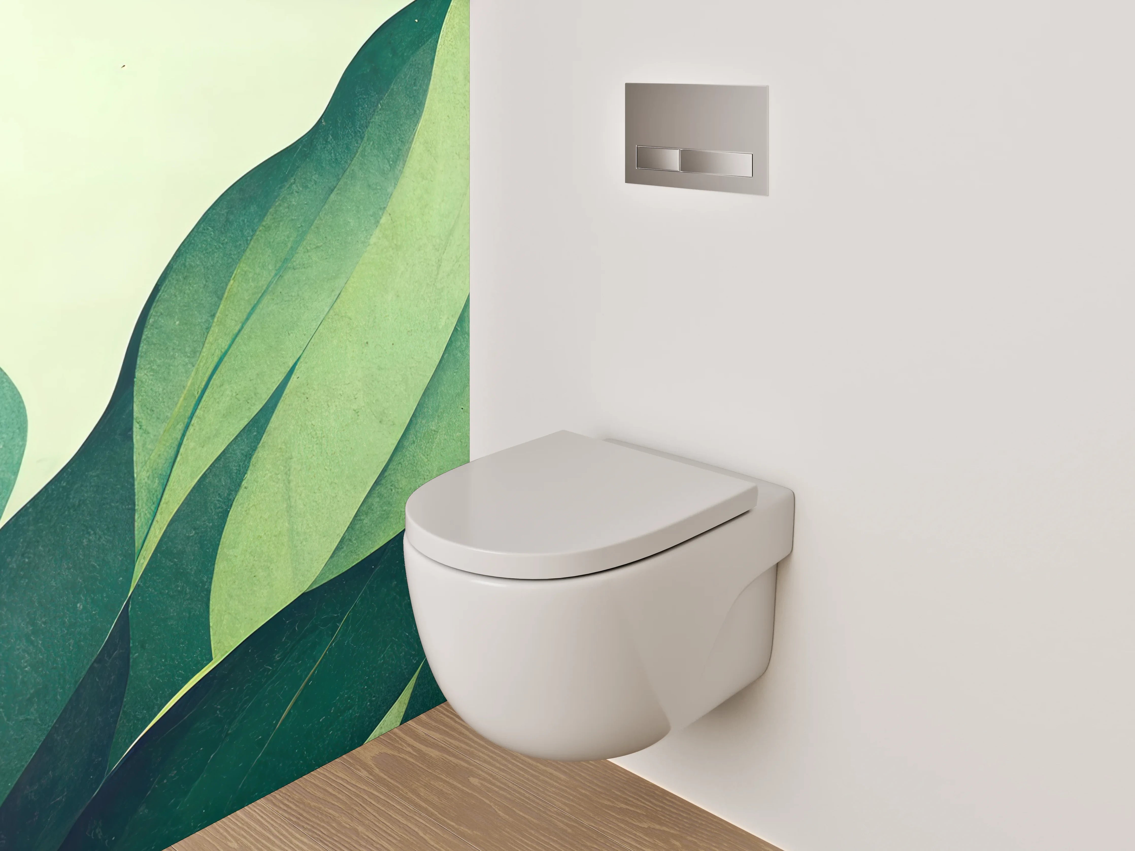 WC-Rückwand - Abstrakte Blätter Illustration Grün Gelb