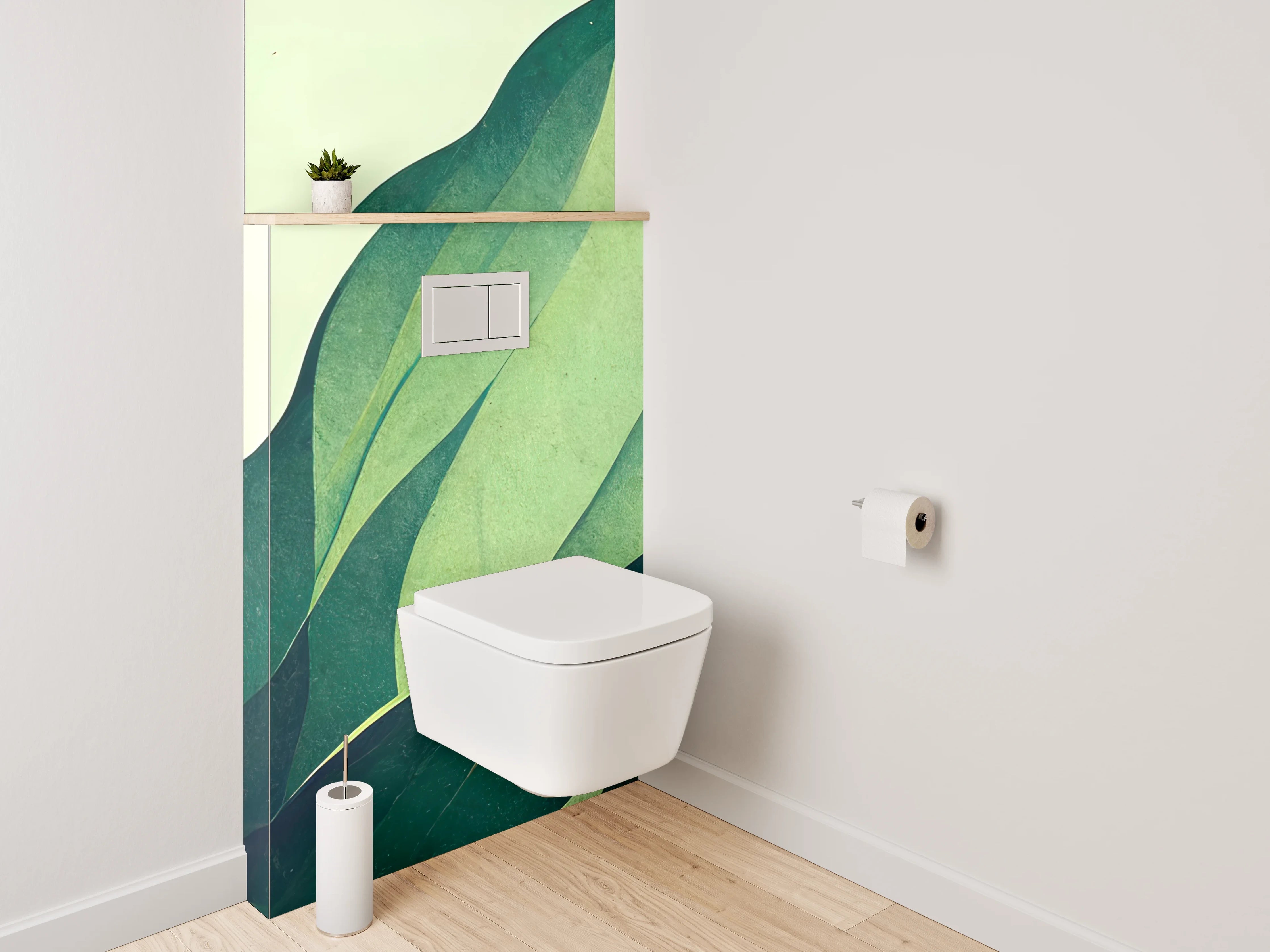 WC-Rückwand - Abstrakte Blätter Illustration Grün Gelb