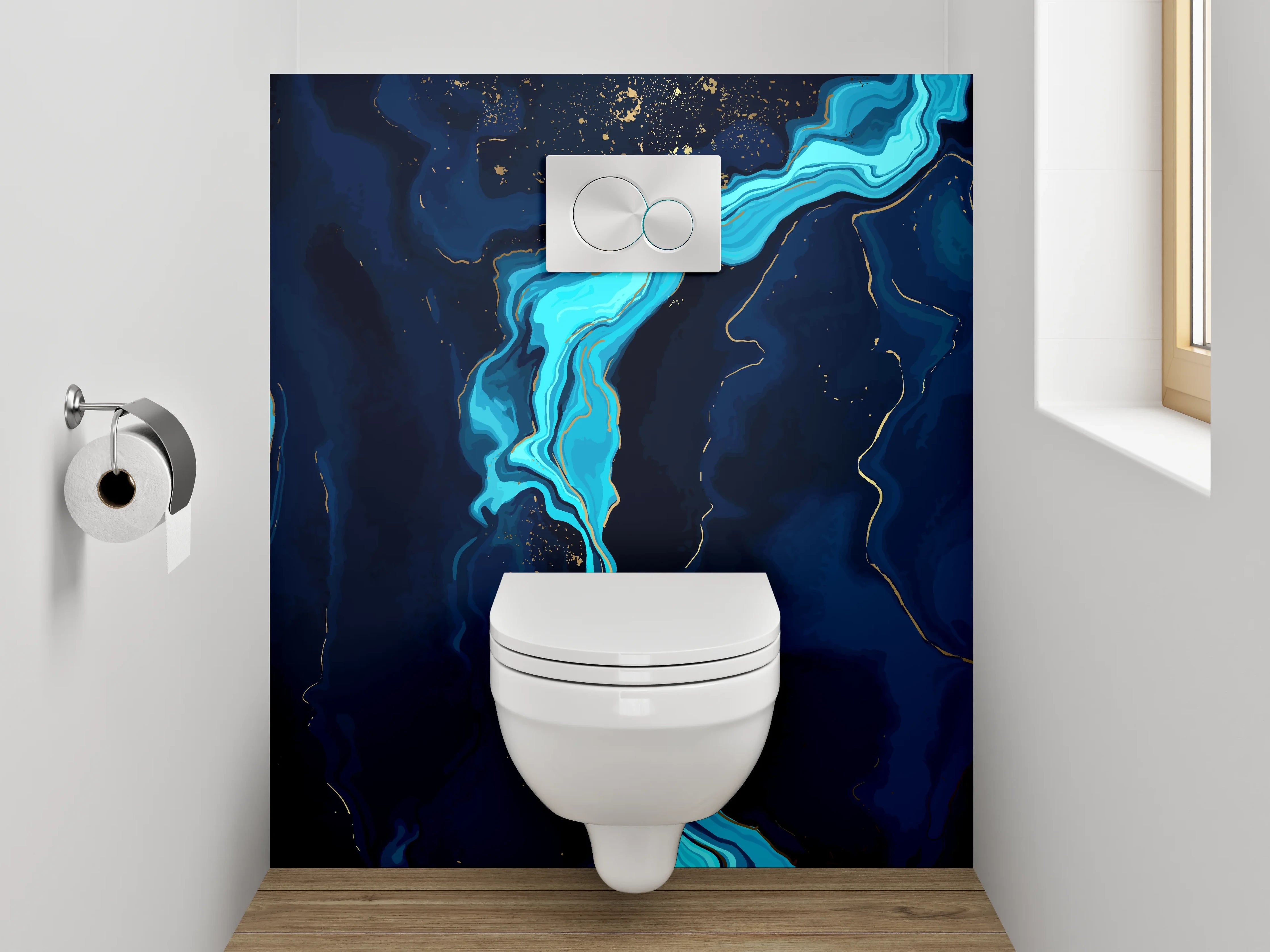 WC-Rückwand - Abstrakte Blaue Marmor Optik