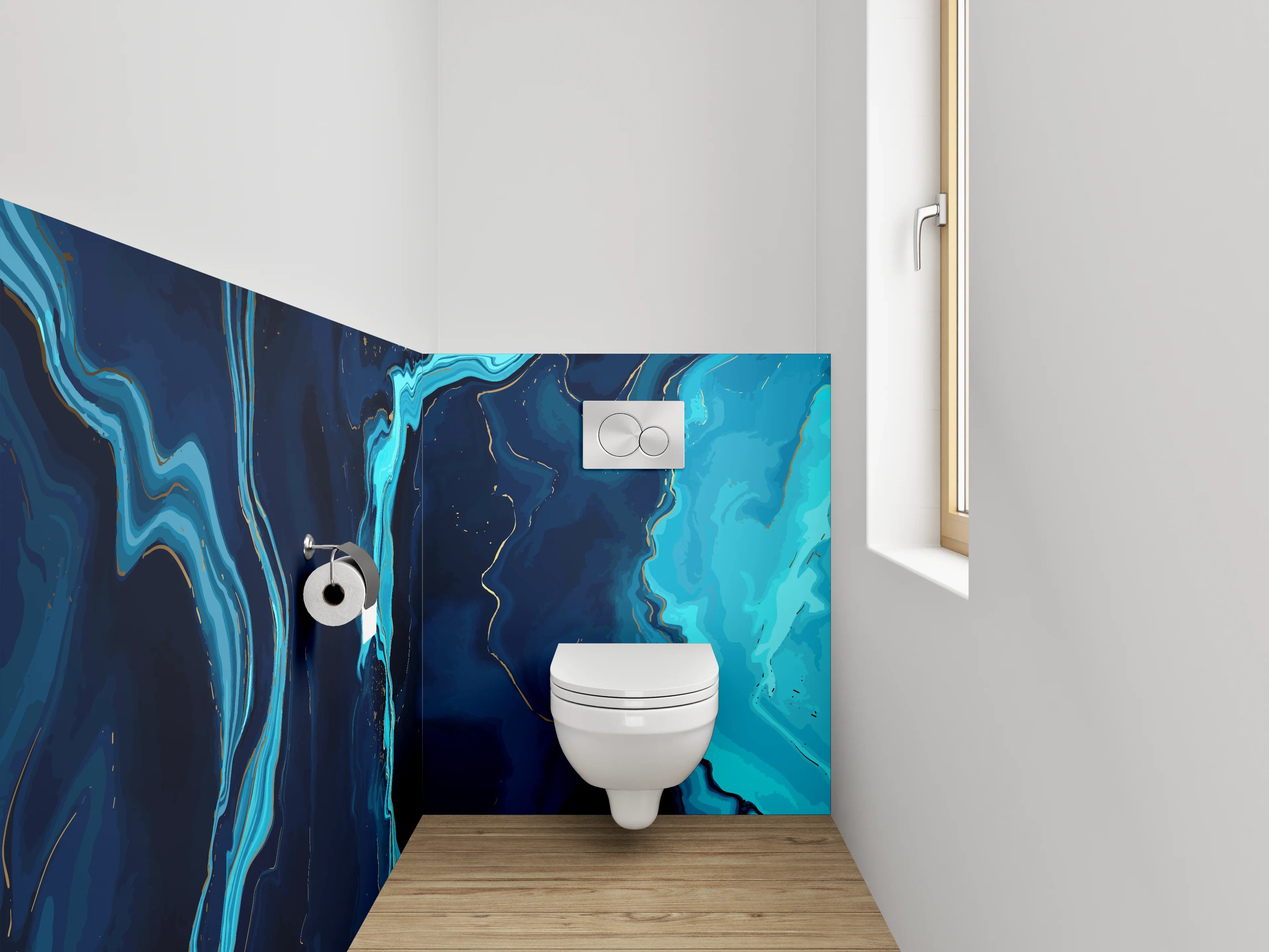 WC-Rückwand - Abstrakte Blaue Marmor Optik