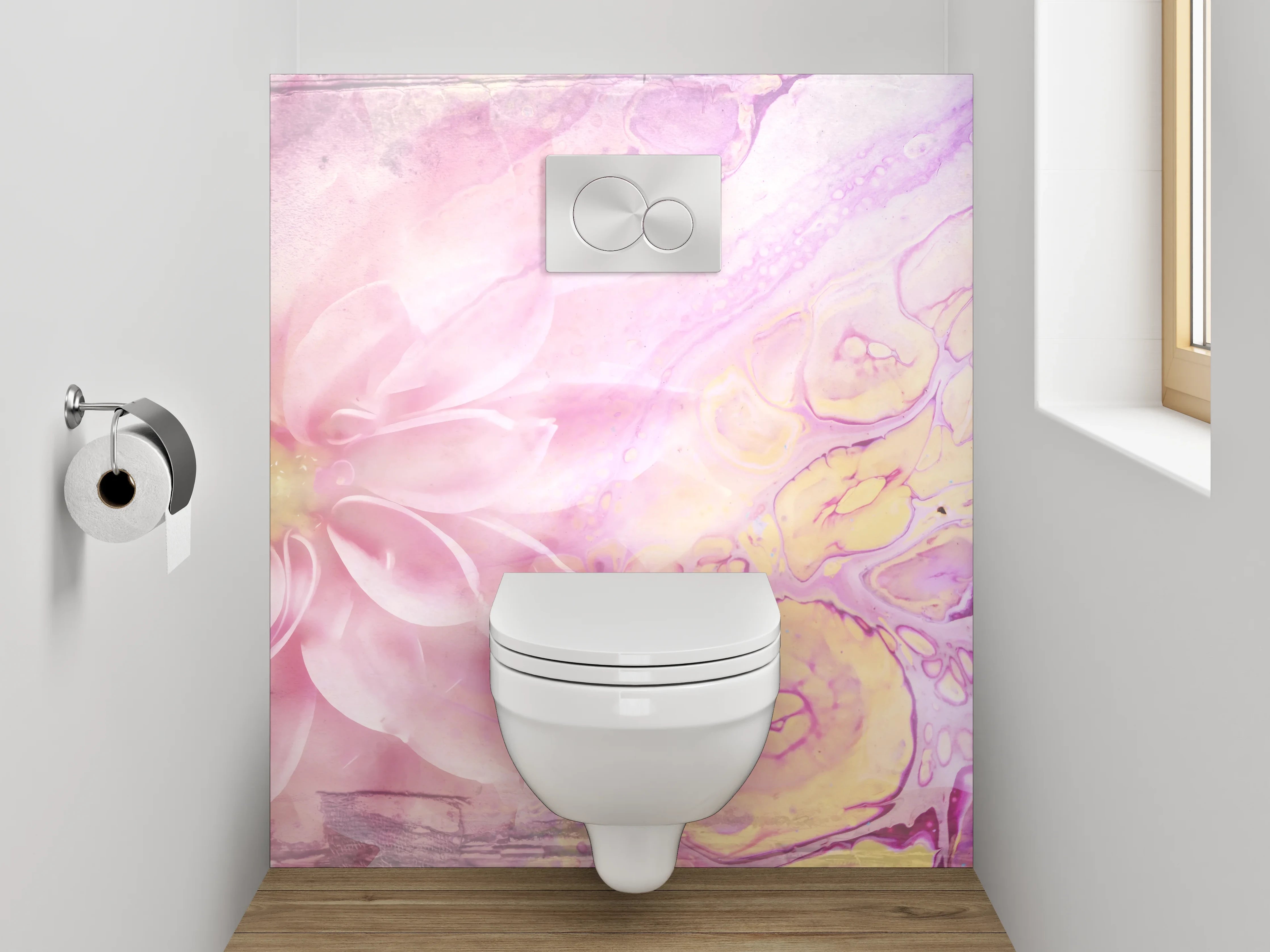 WC-Rückwand - Abstrakte Blume in Pastellrosa