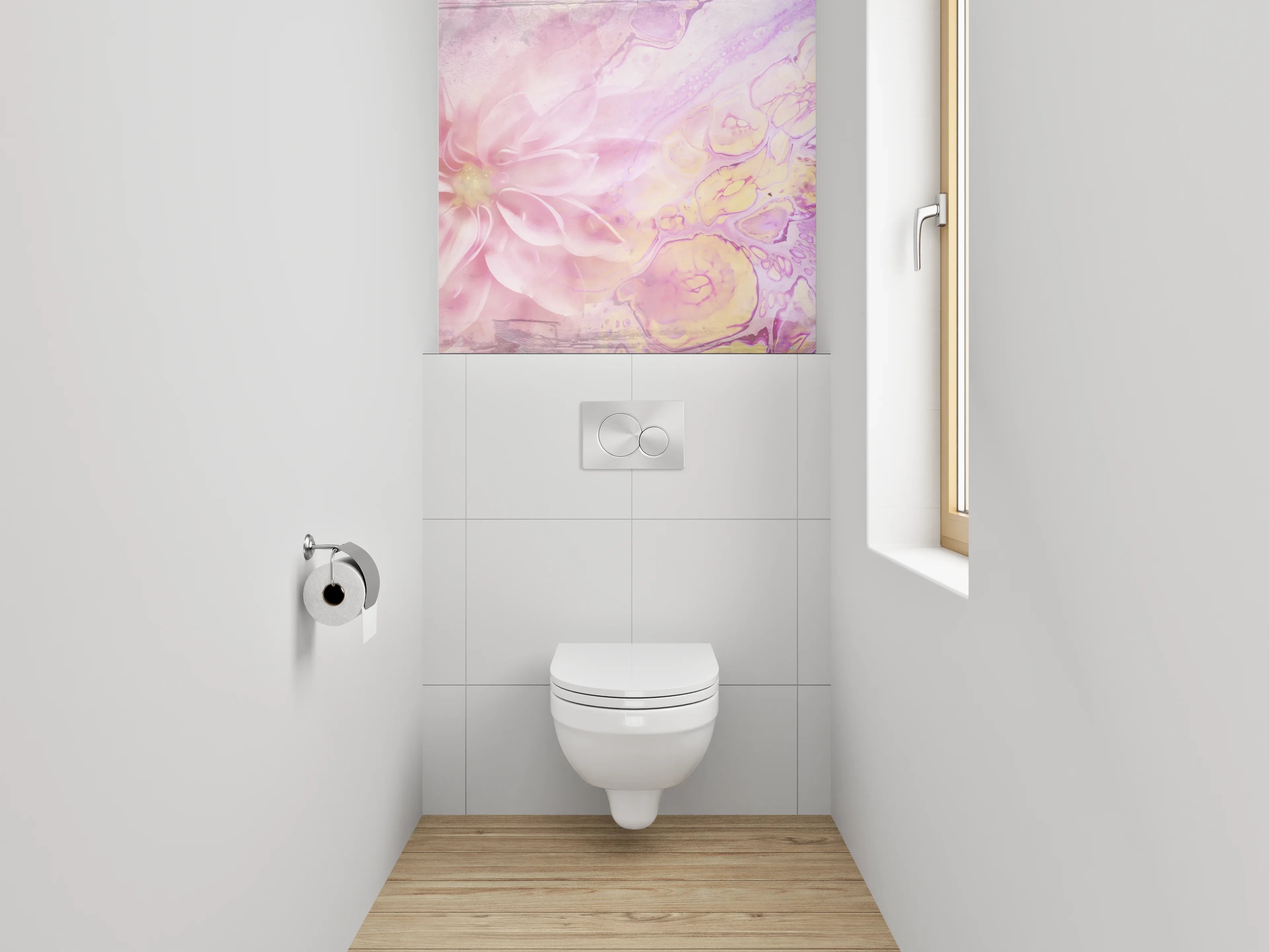 WC-Rückwand - Abstrakte Blume in Pastellrosa