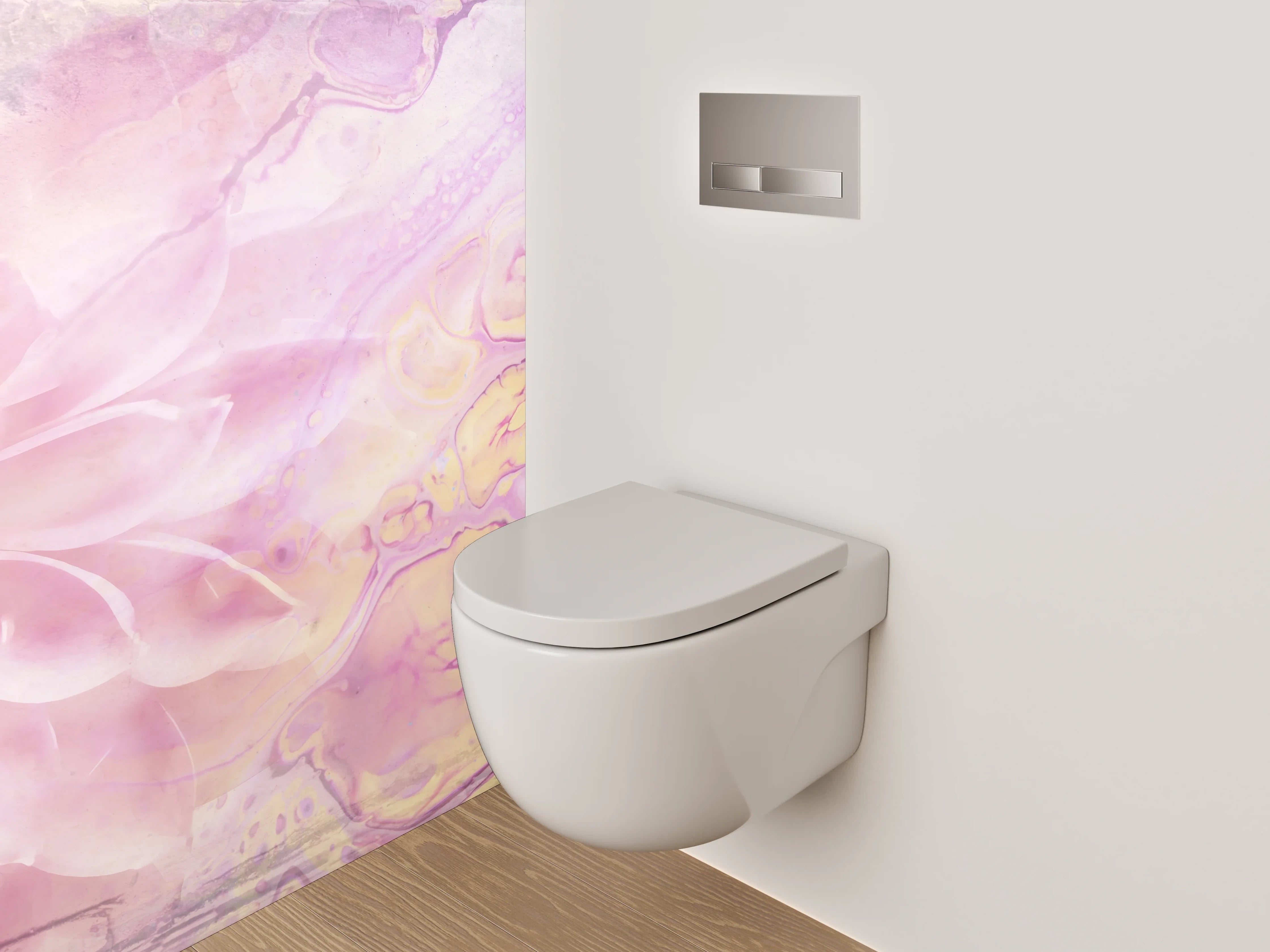 WC-Rückwand - Abstrakte Blume in Pastellrosa
