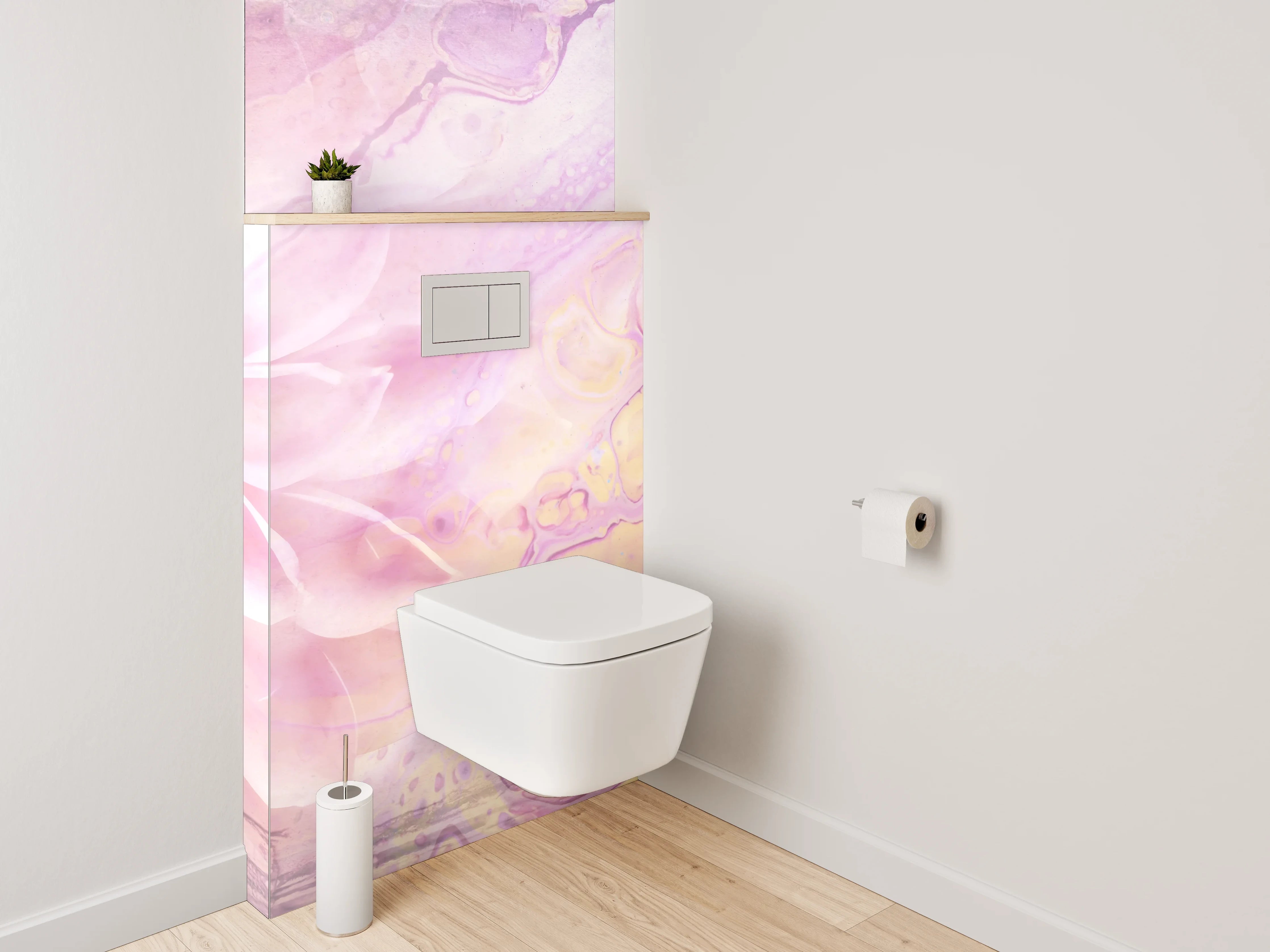 WC-Rückwand - Abstrakte Blume in Pastellrosa