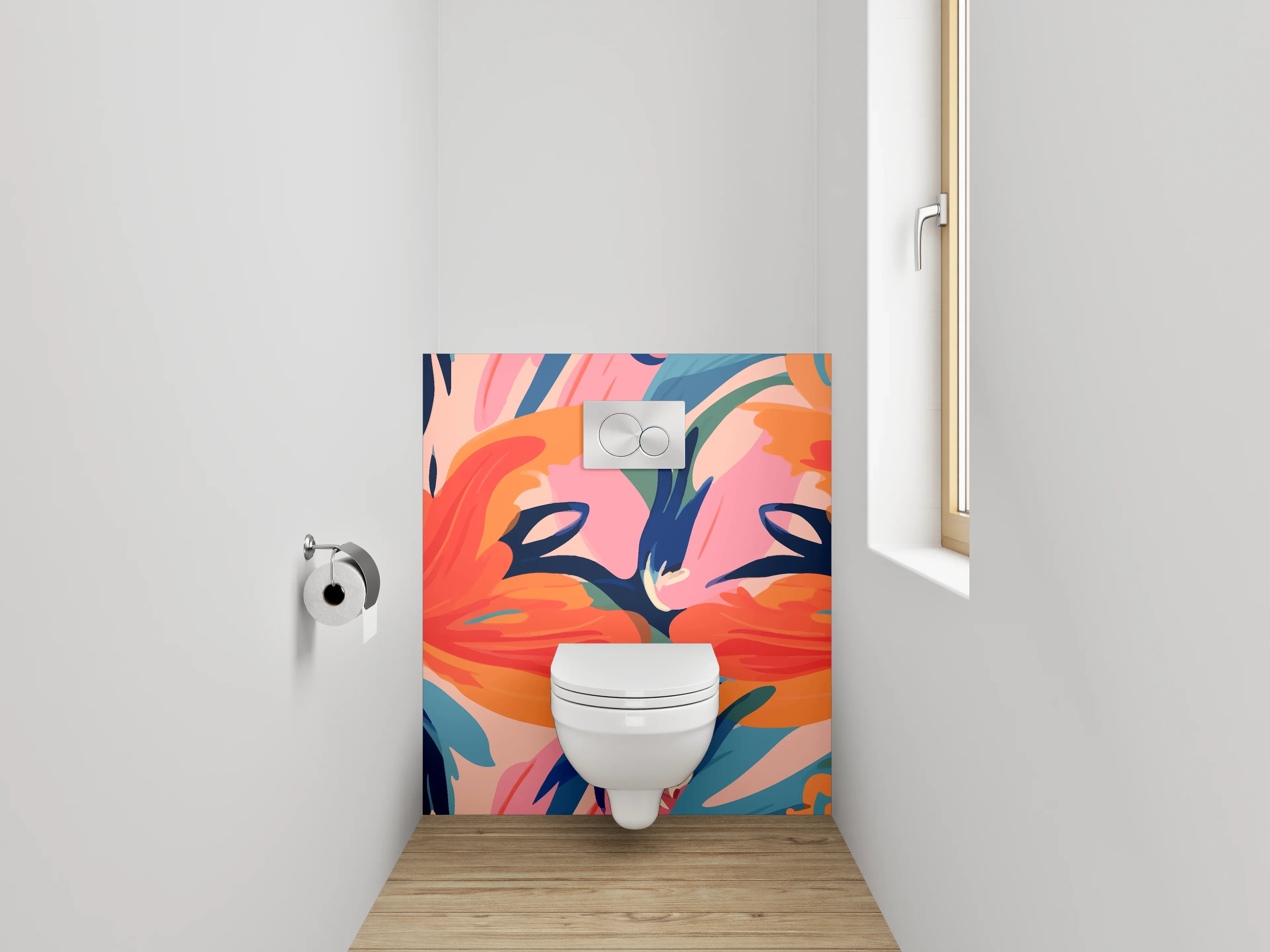 WC-Rückwand - Abstrakte Blumen Aquarell Kunst