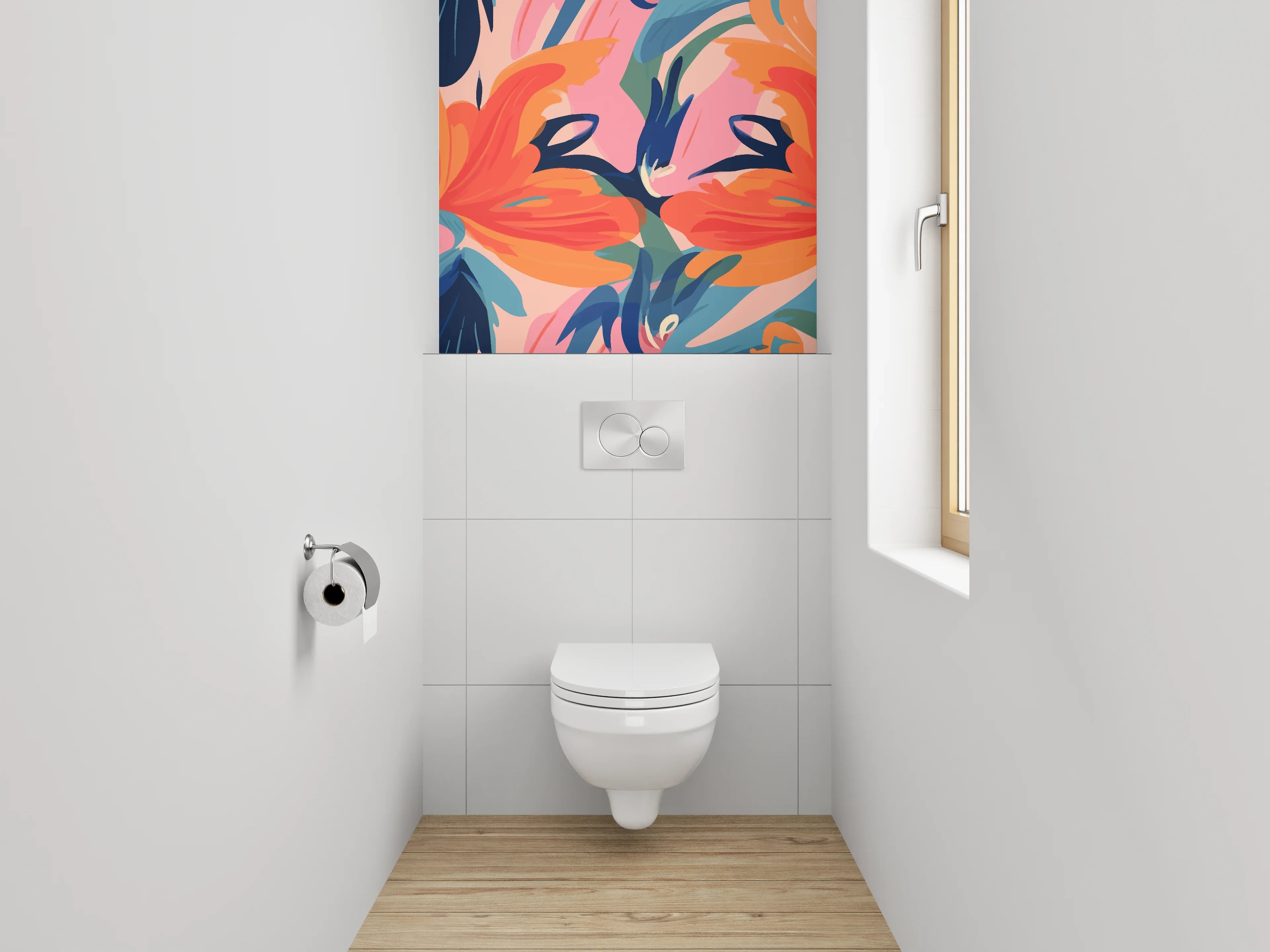 WC-Rückwand - Abstrakte Blumen Aquarell Kunst