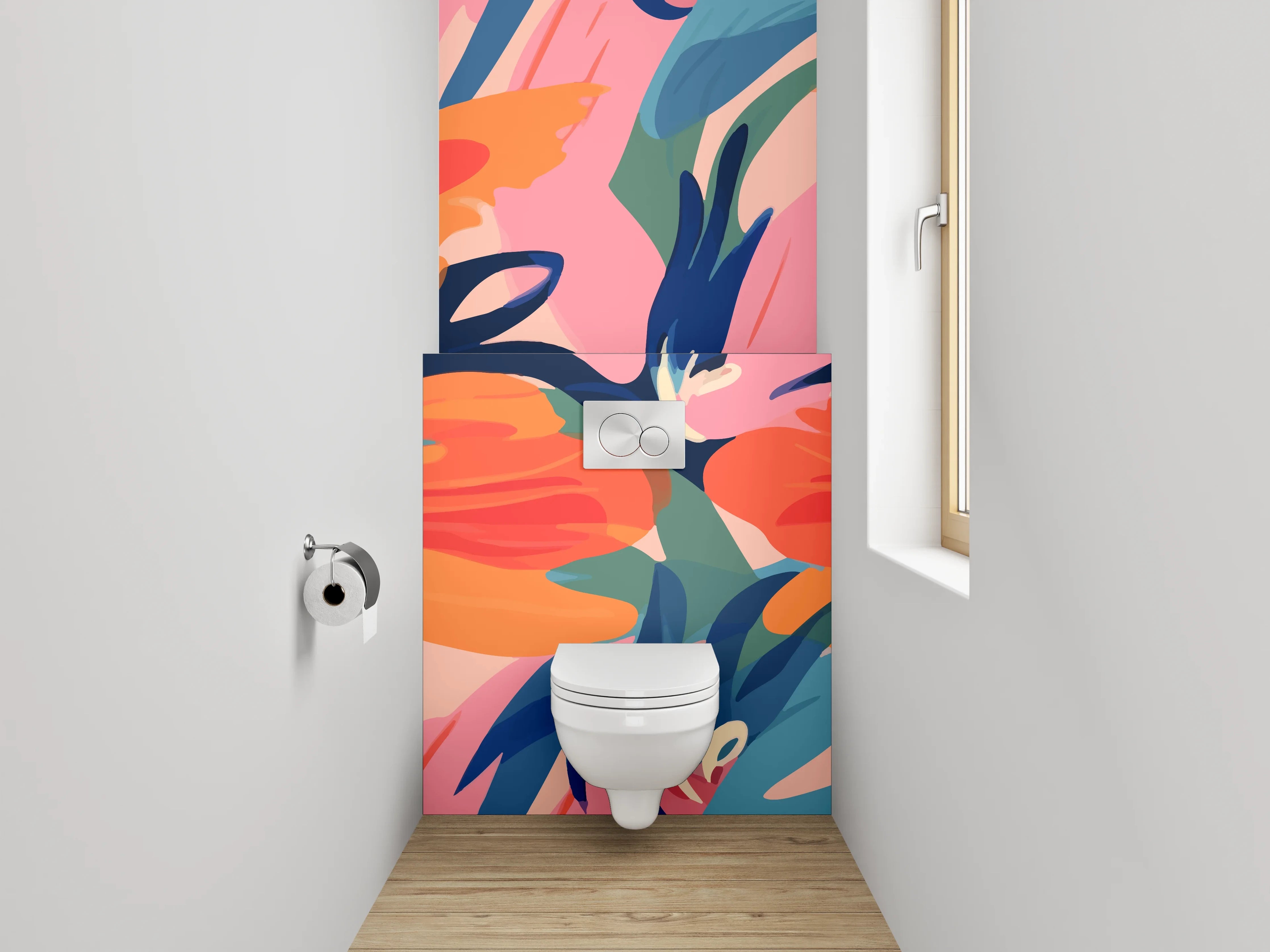 WC-Rückwand - Abstrakte Blumen Aquarell Kunst