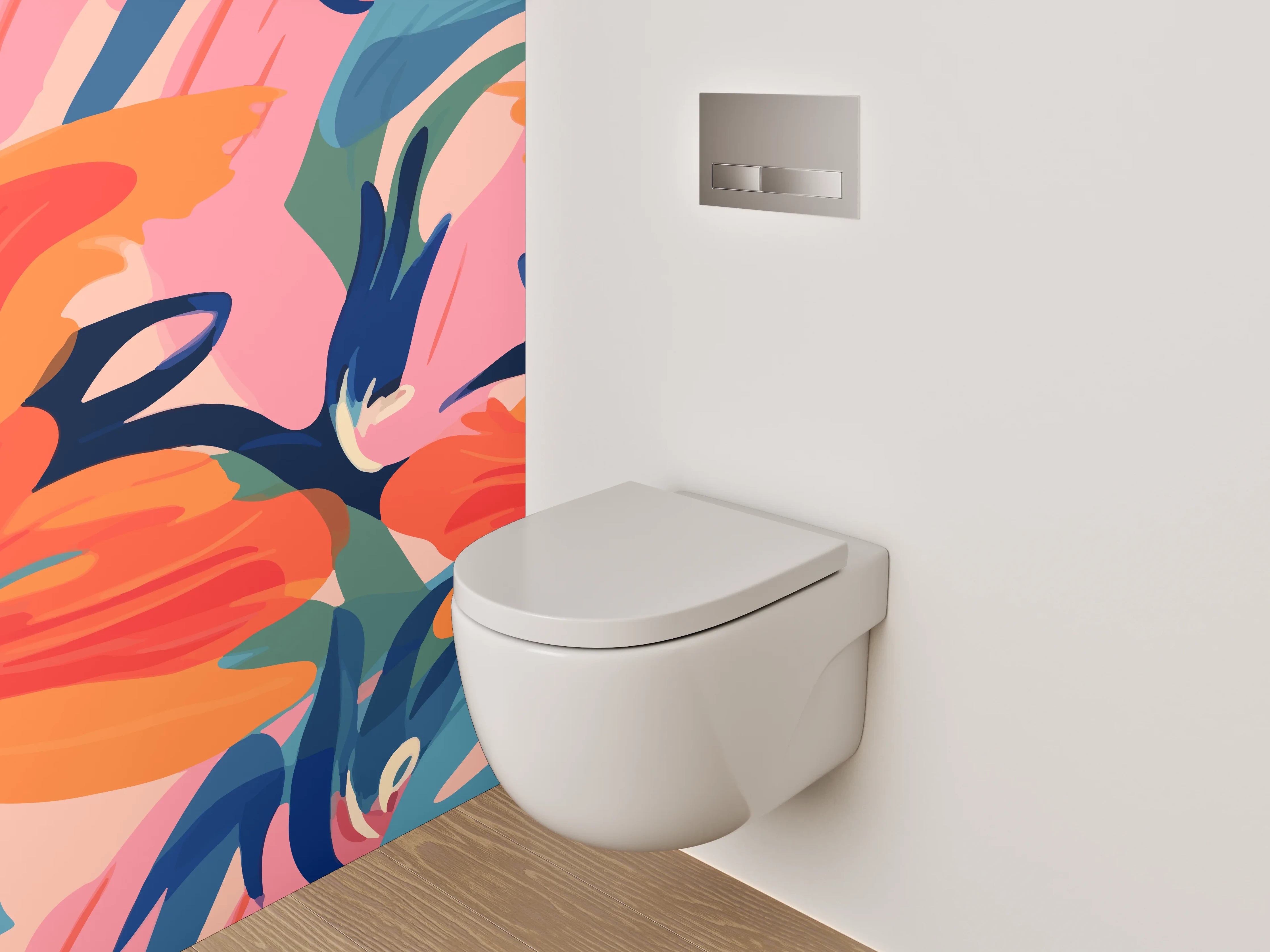 WC-Rückwand - Abstrakte Blumen Aquarell Kunst