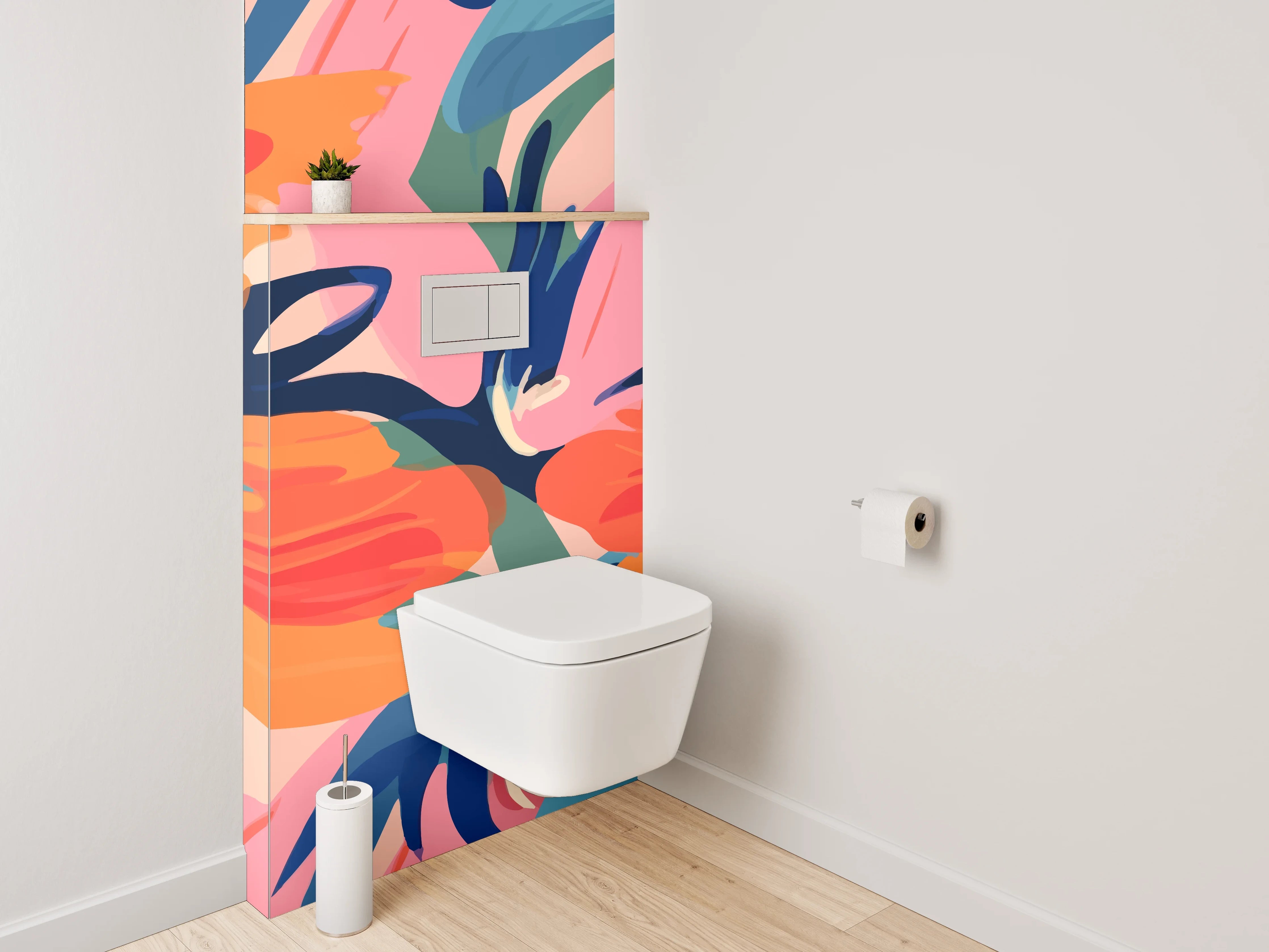 WC-Rückwand - Abstrakte Blumen Aquarell Kunst