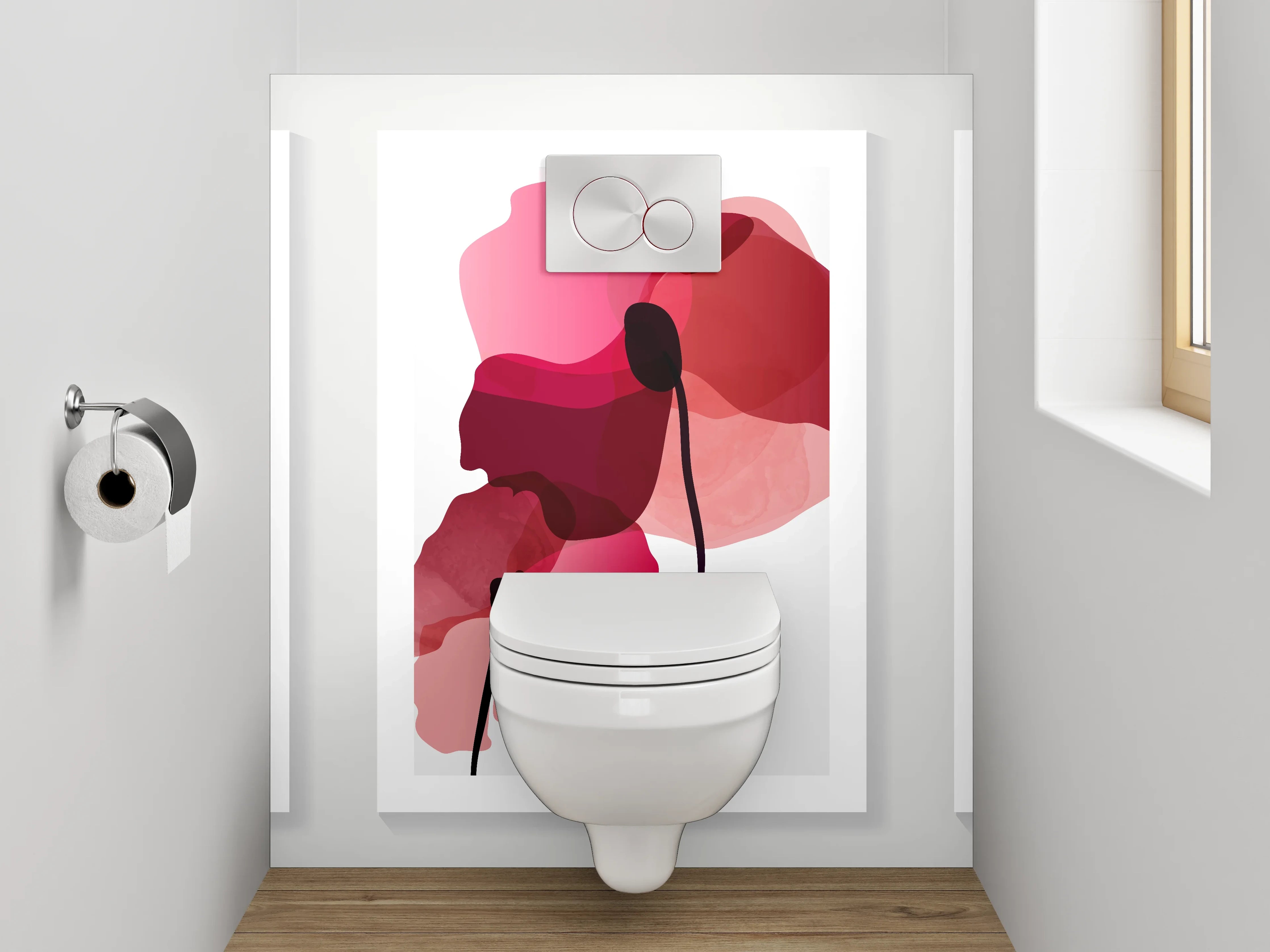 WC-Rückwand - Abstrakte Blumen Aquarell Poster Trio