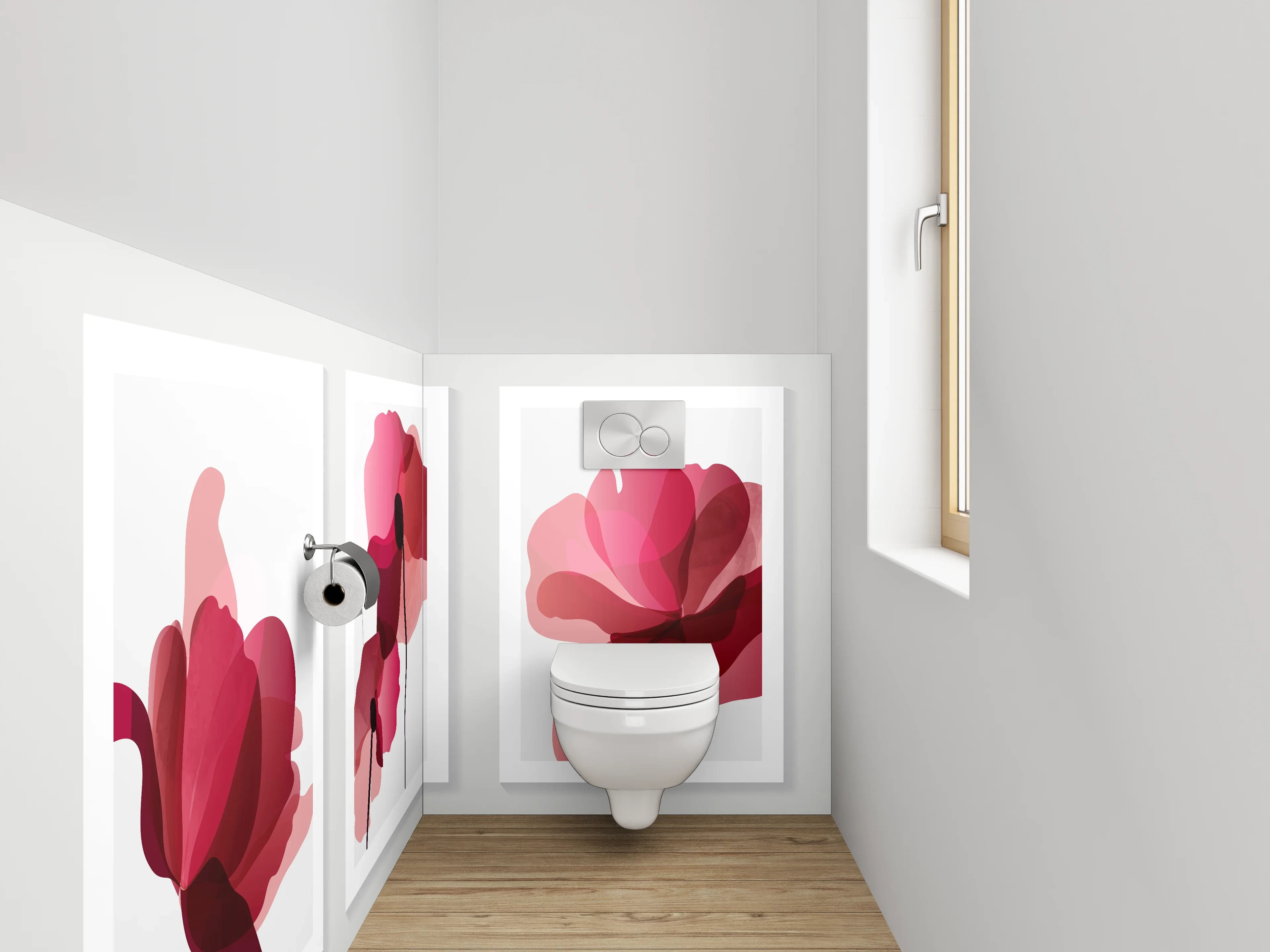 WC-Rückwand - Abstrakte Blumen Aquarell Poster Trio