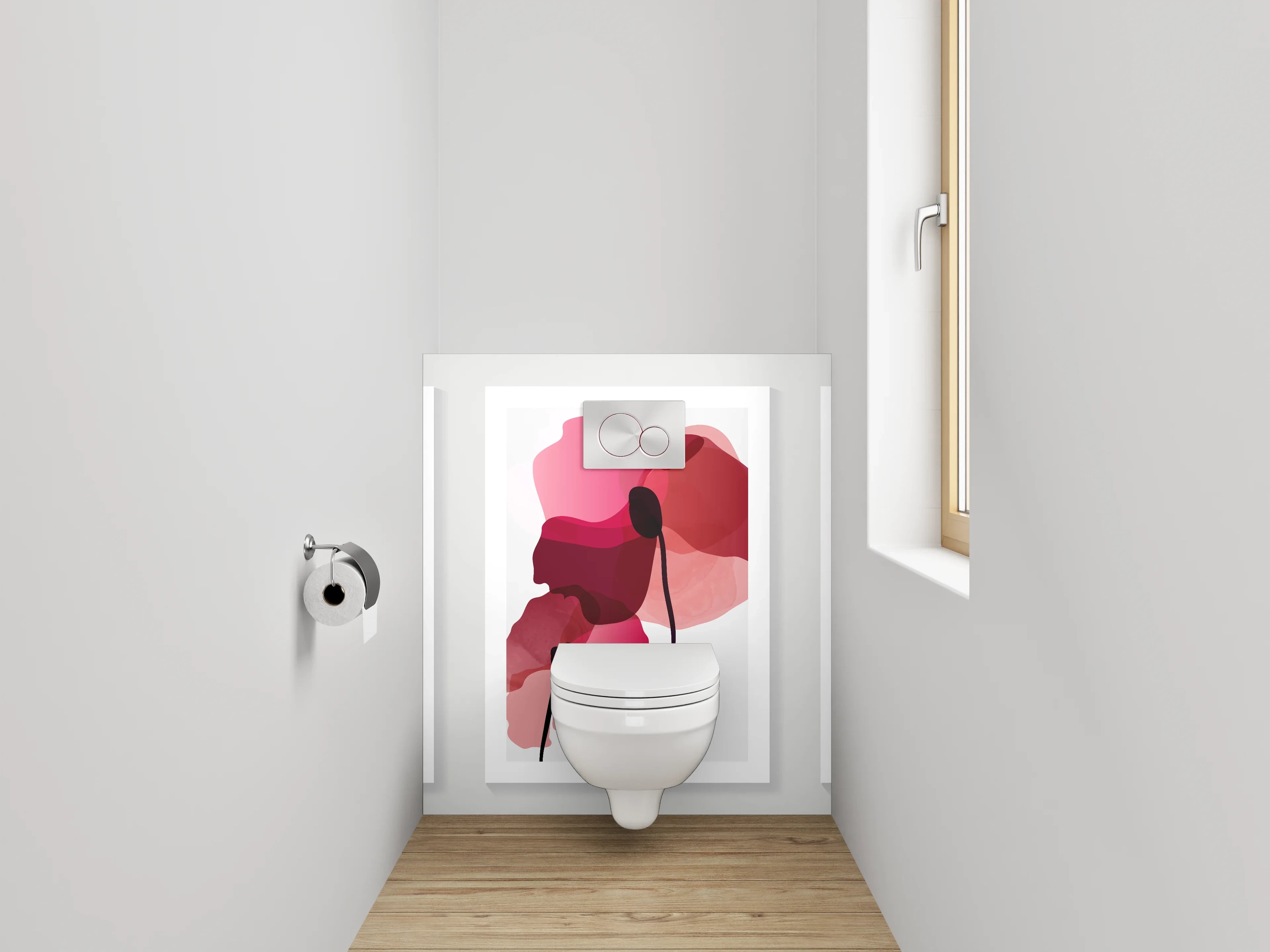 WC-Rückwand - Abstrakte Blumen Aquarell Trio