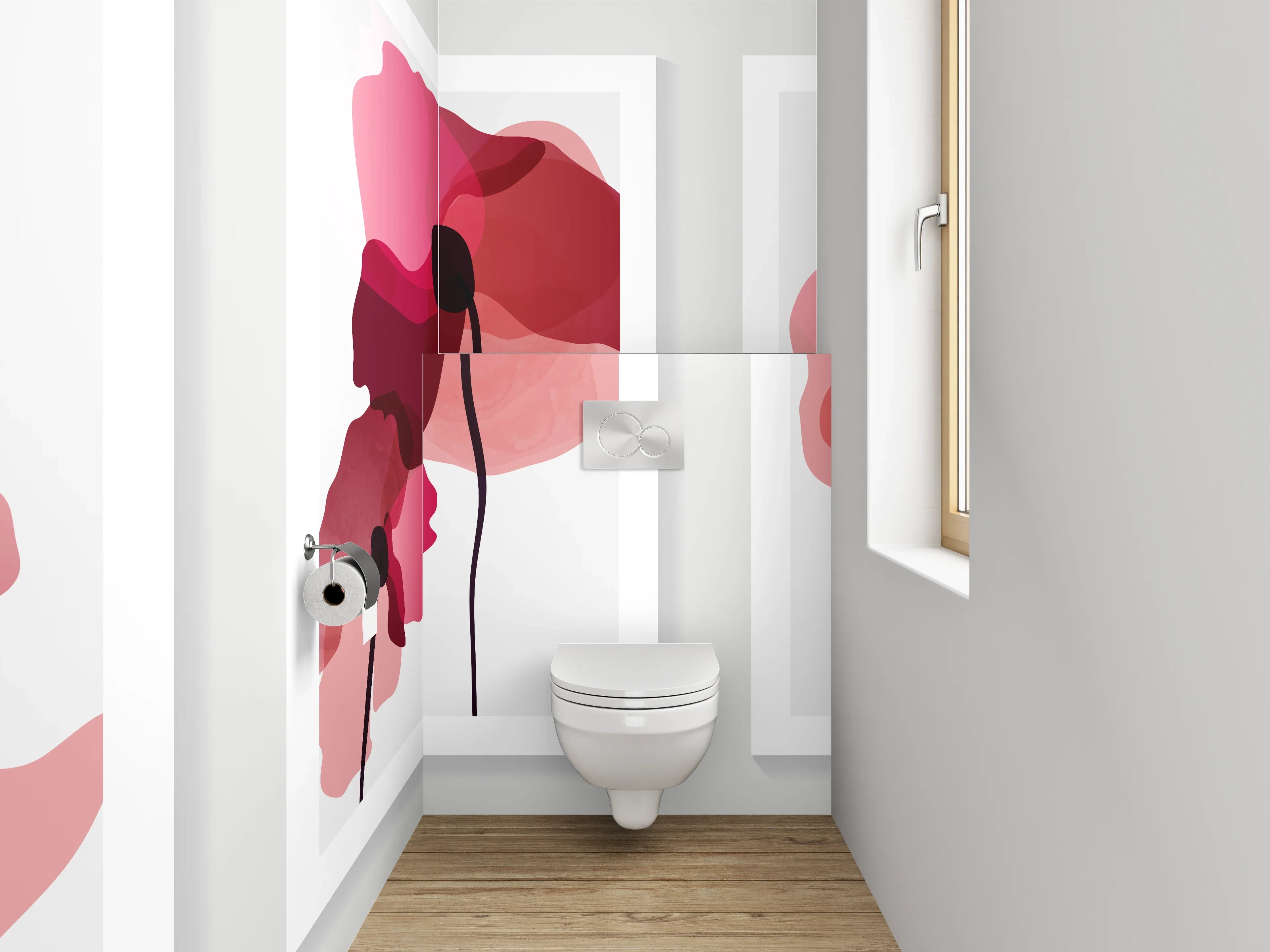 WC-Rückwand - Abstrakte Blumen Aquarell Trio