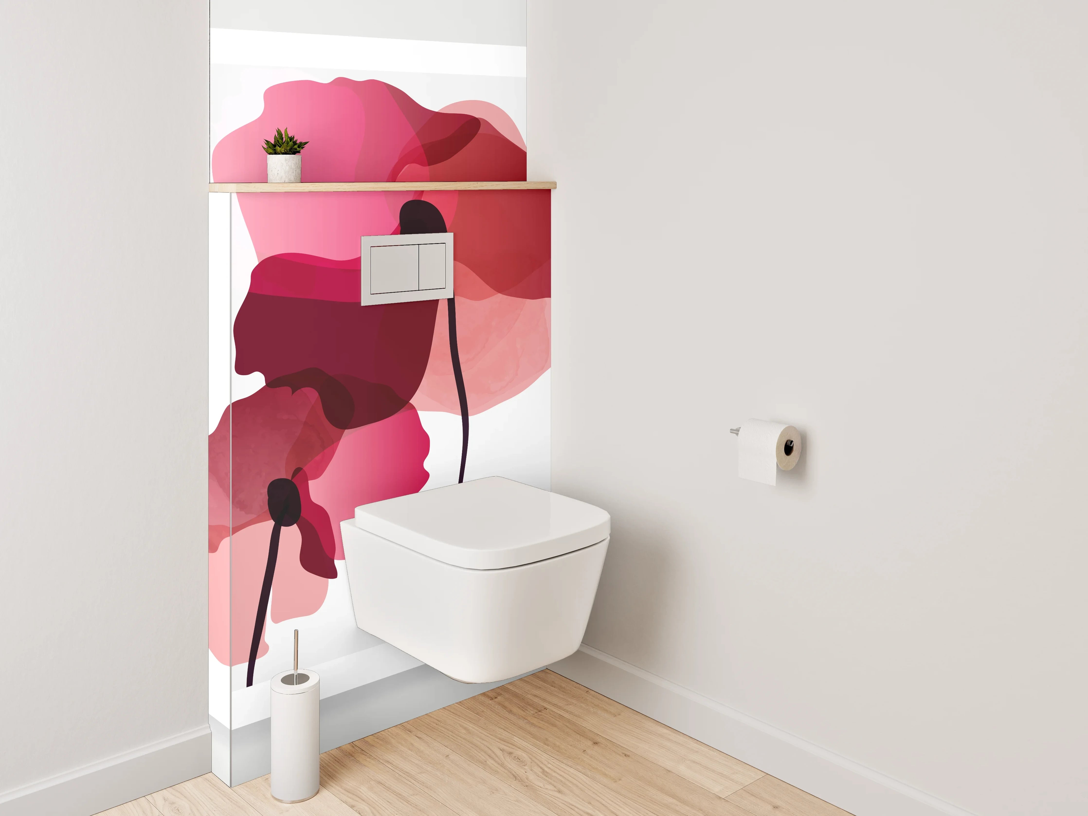 WC-Rückwand - Abstrakte Blumen Aquarell Trio