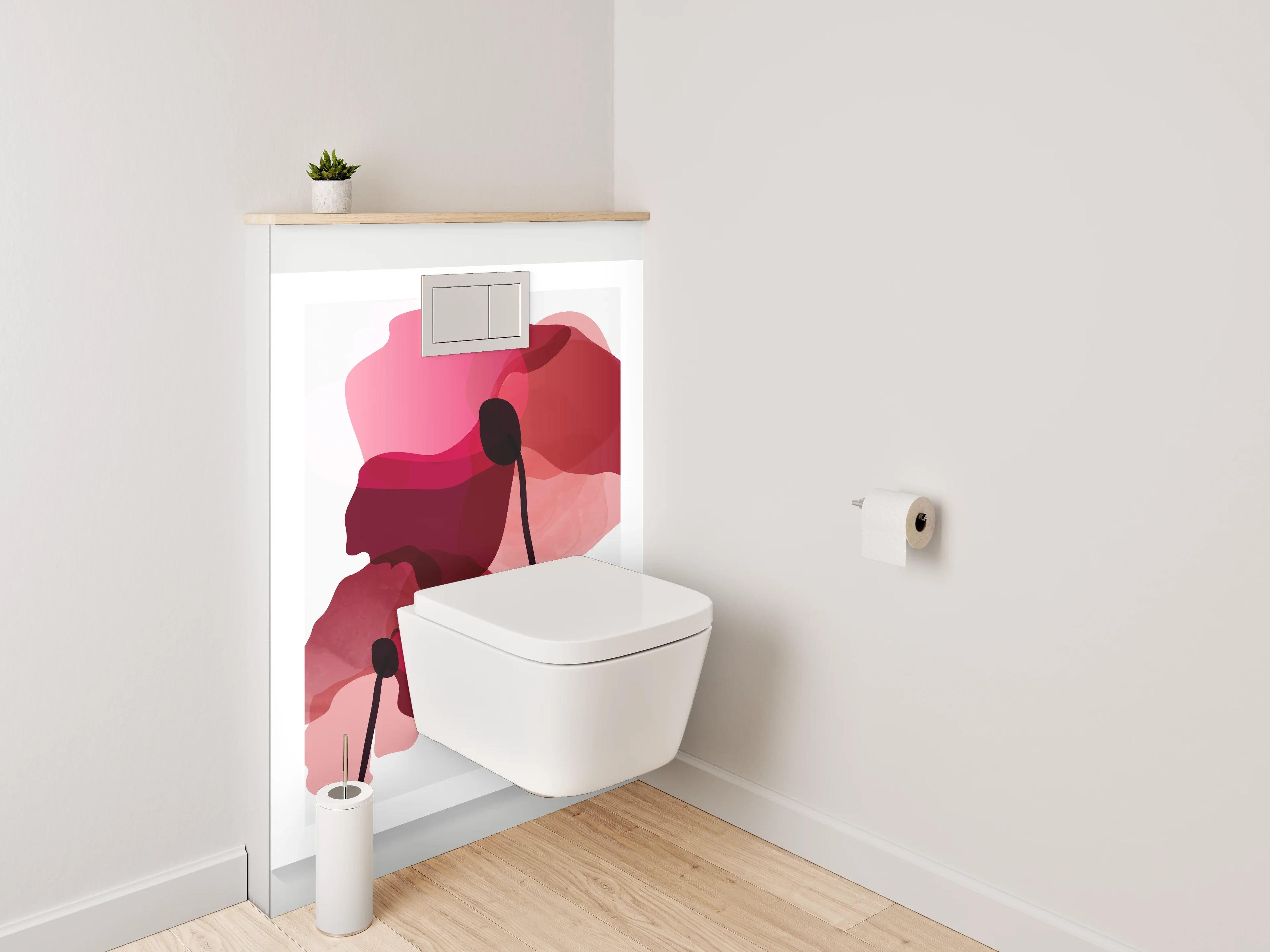 WC-Rückwand - Abstrakte Blumen Aquarell Trio