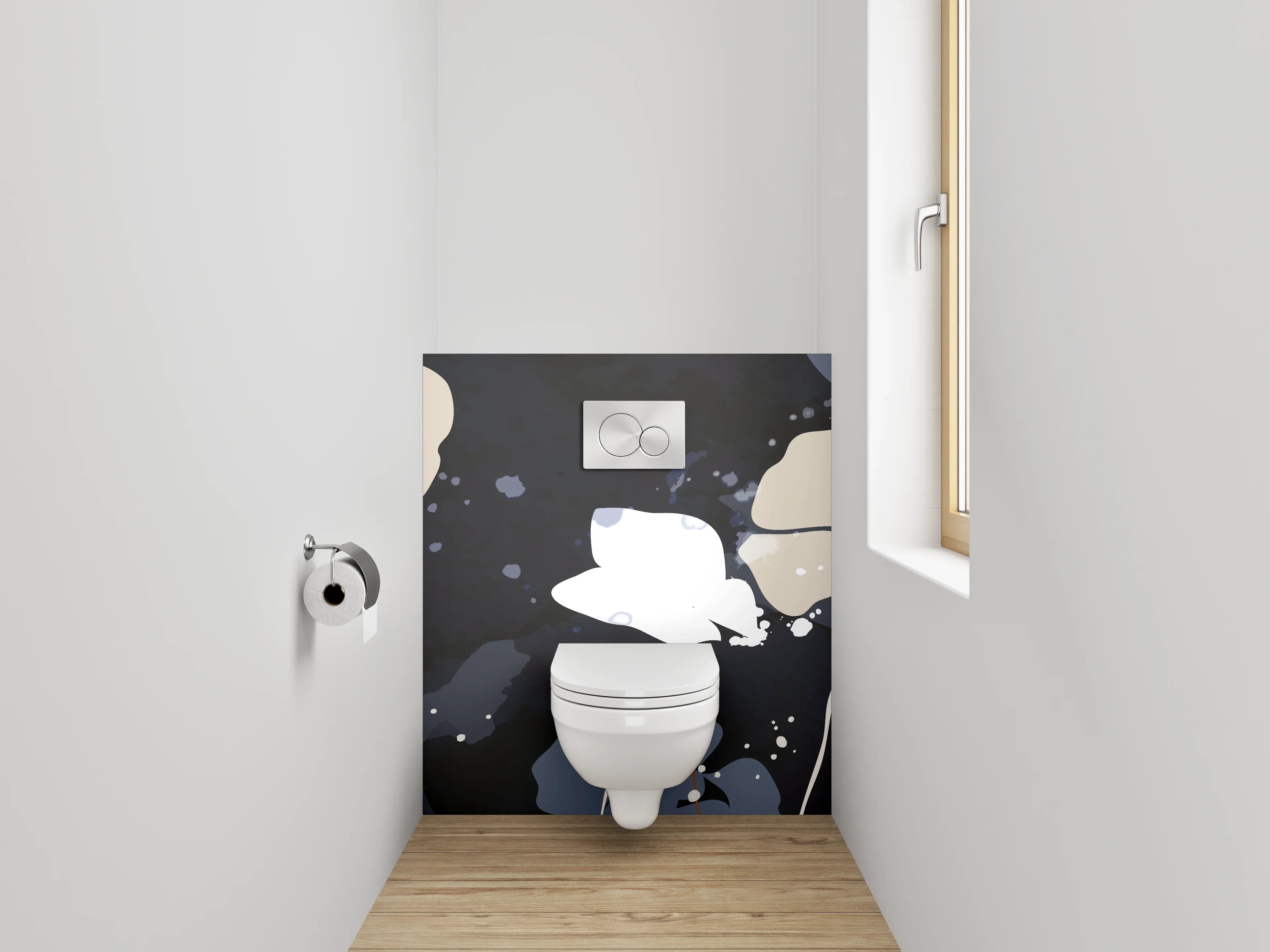 WC-Rückwand - Abstrakte Blumen auf dunklem Hintergrund