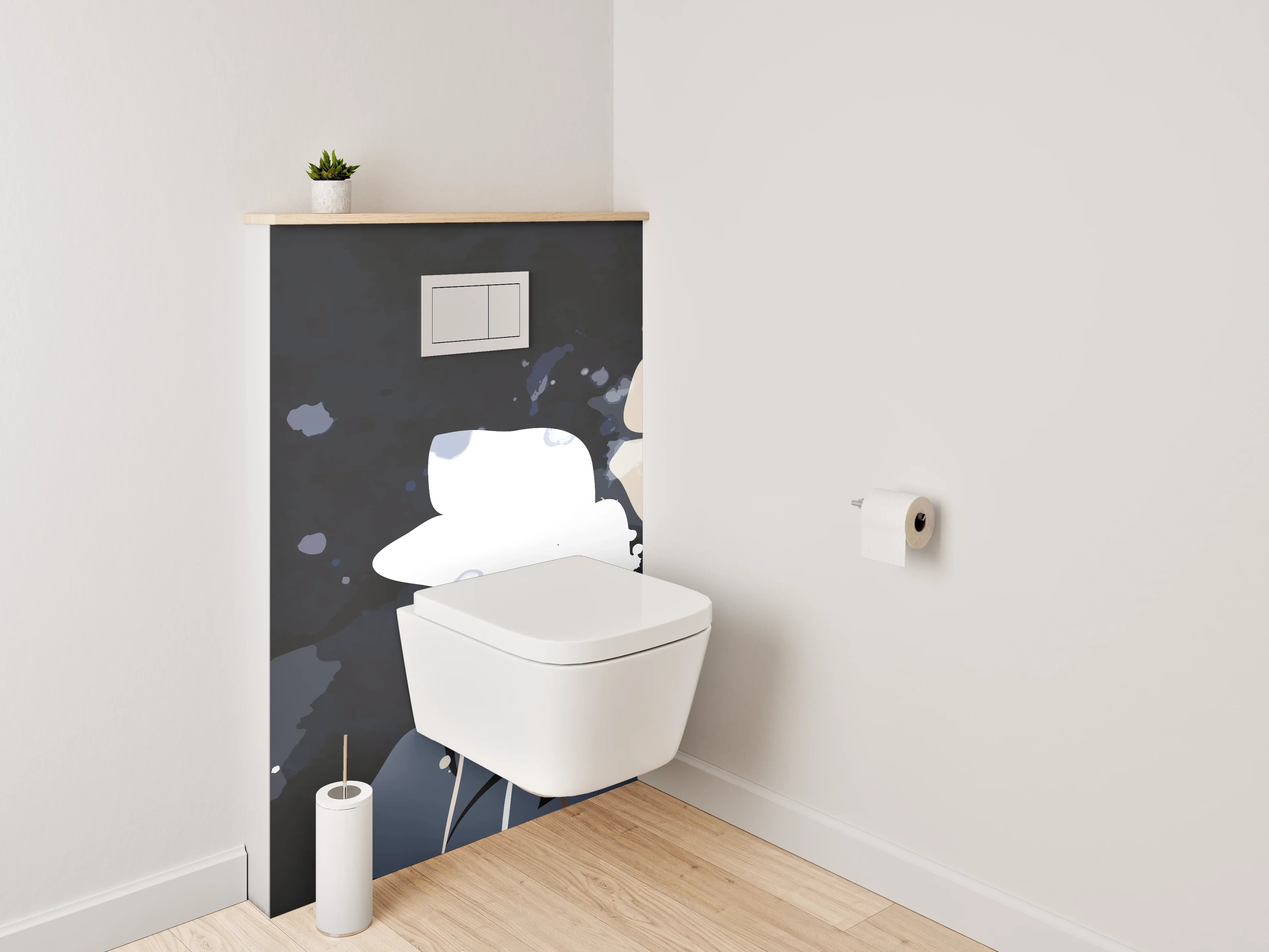 WC-Rückwand - Abstrakte Blumen auf dunklem Hintergrund