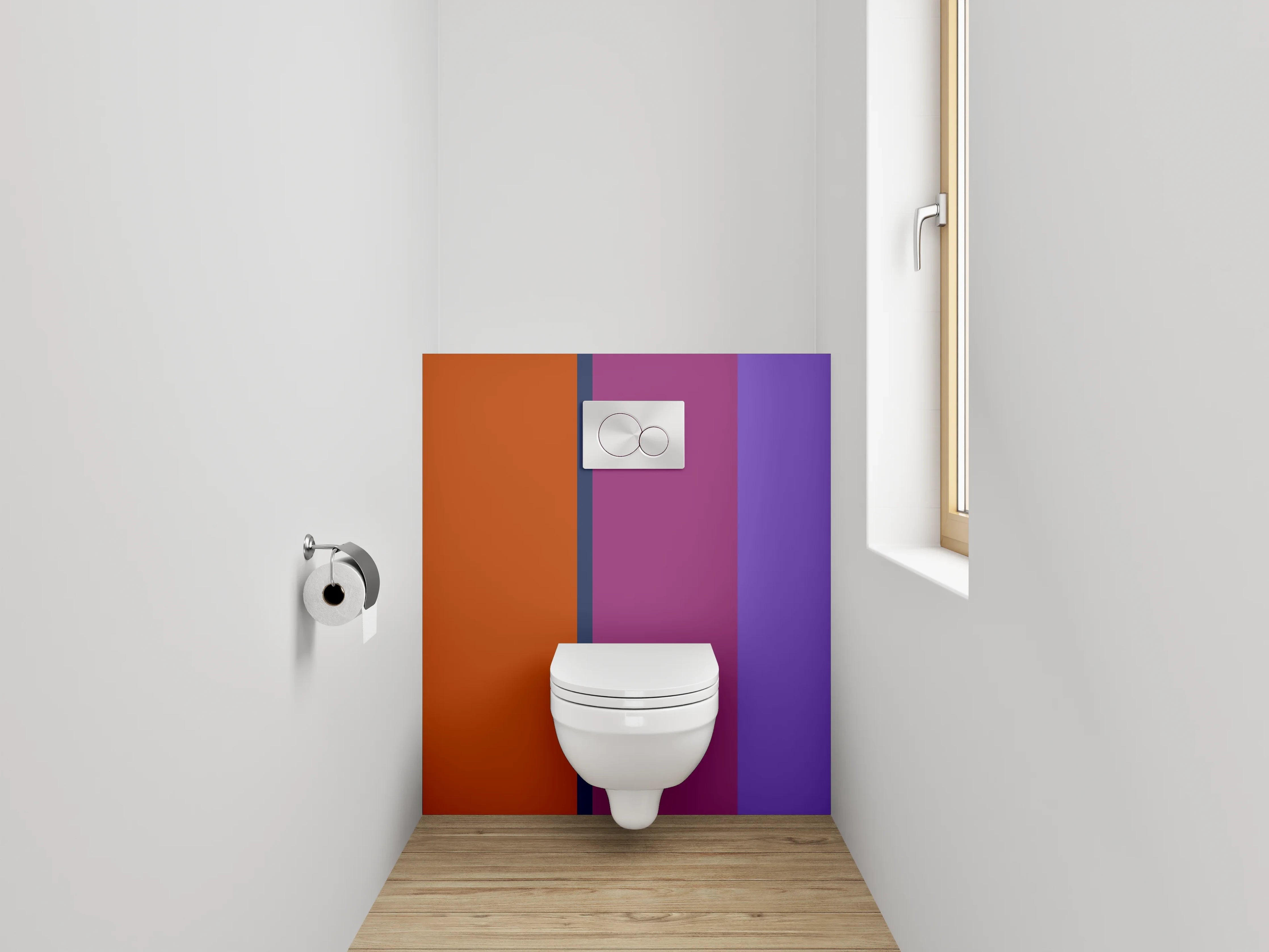 WC-Rückwand - Abstrakte Farbbahnen Orange Lila