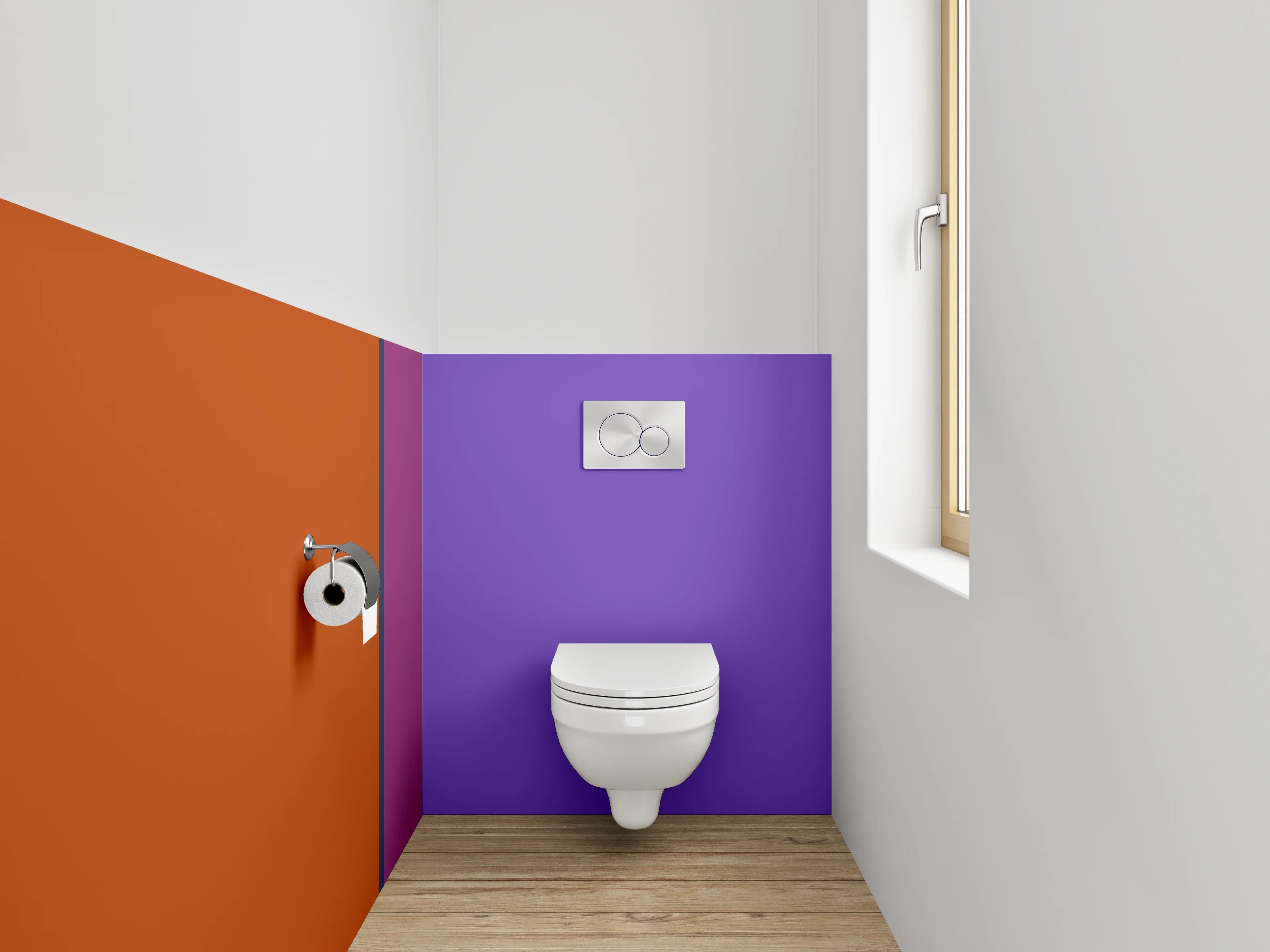 WC-Rückwand - Abstrakte Farbbahnen Orange Lila