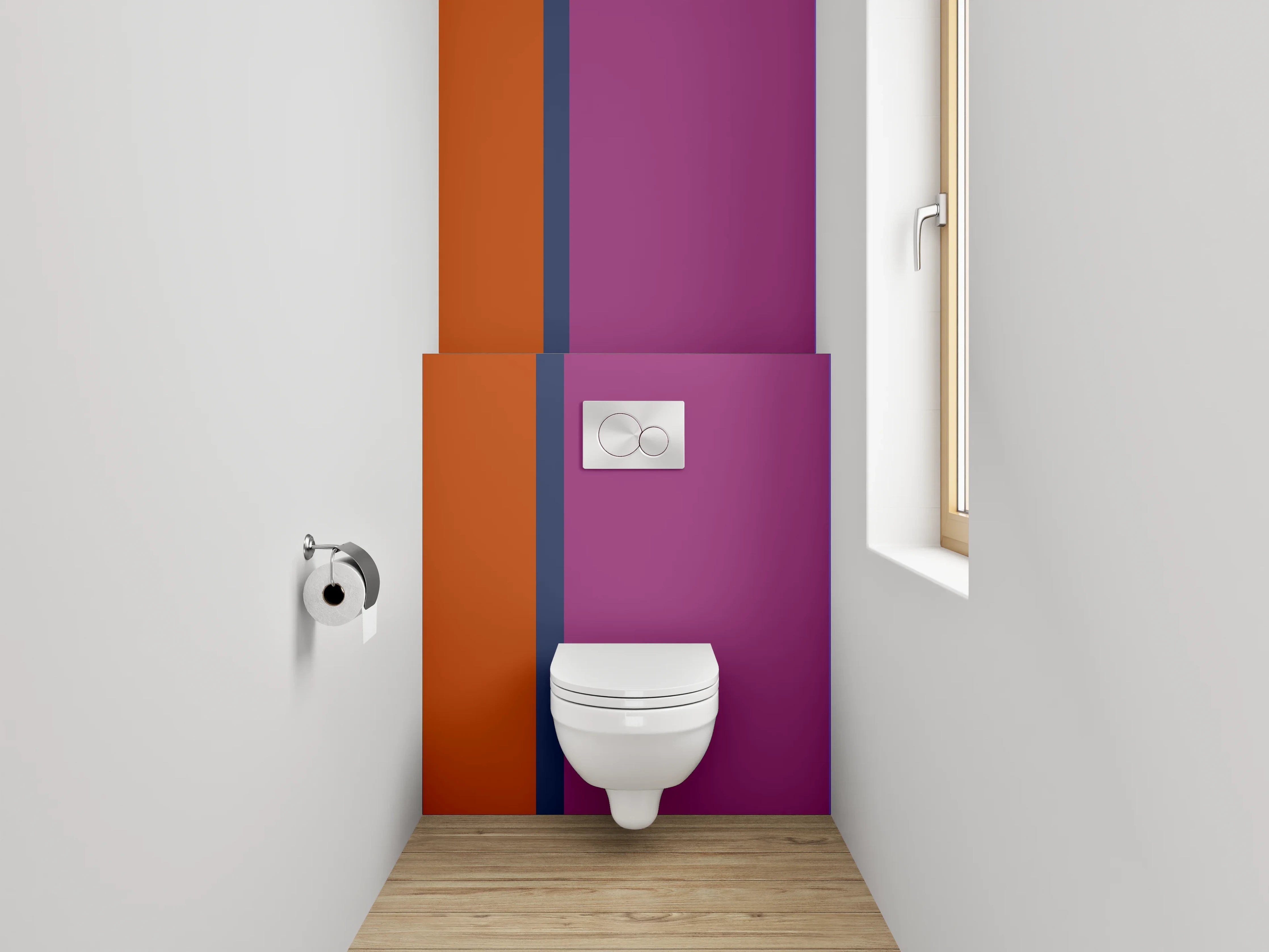 WC-Rückwand - Abstrakte Farbbahnen Orange Lila