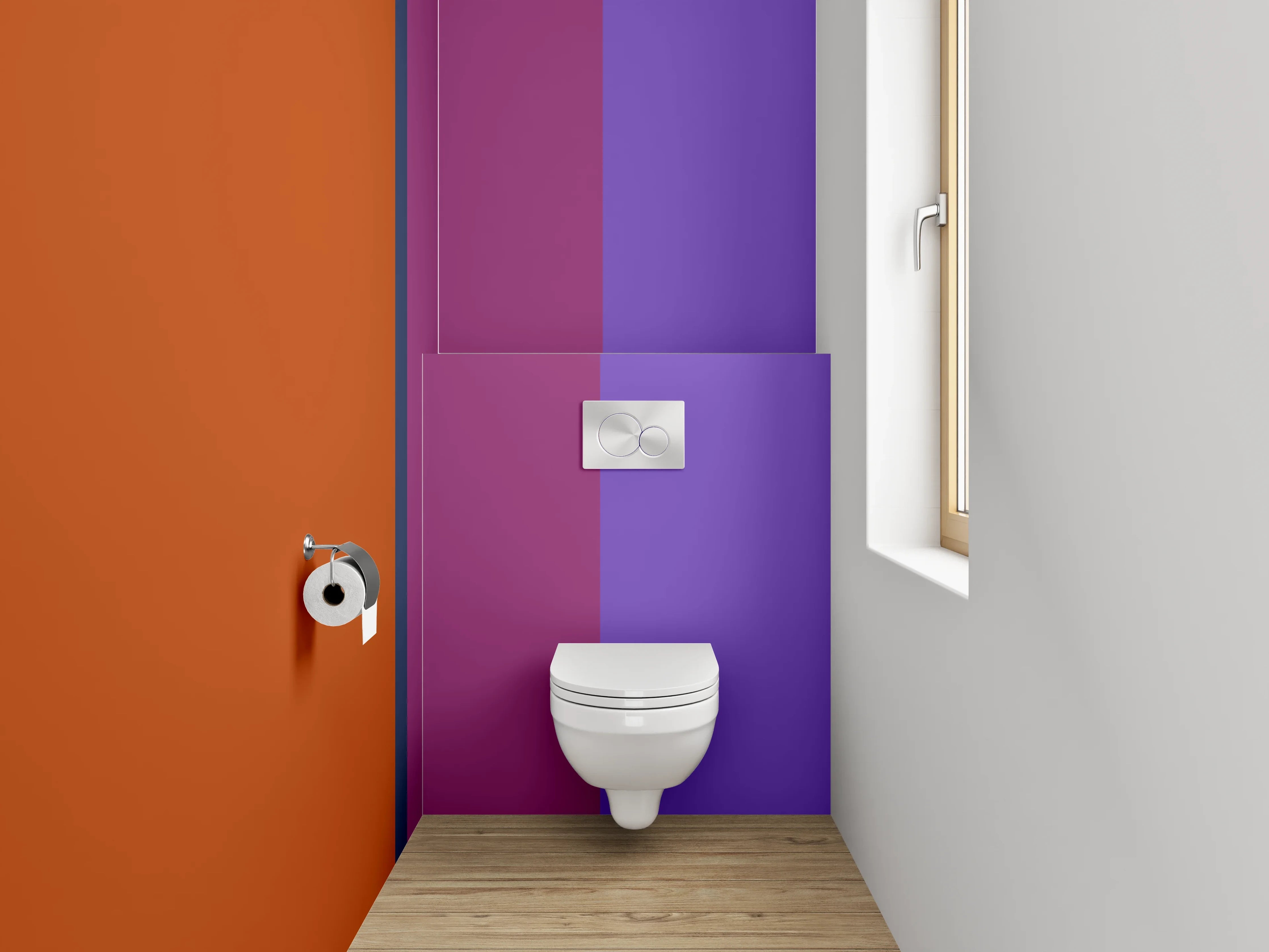 WC-Rückwand - Abstrakte Farbbahnen Orange Lila