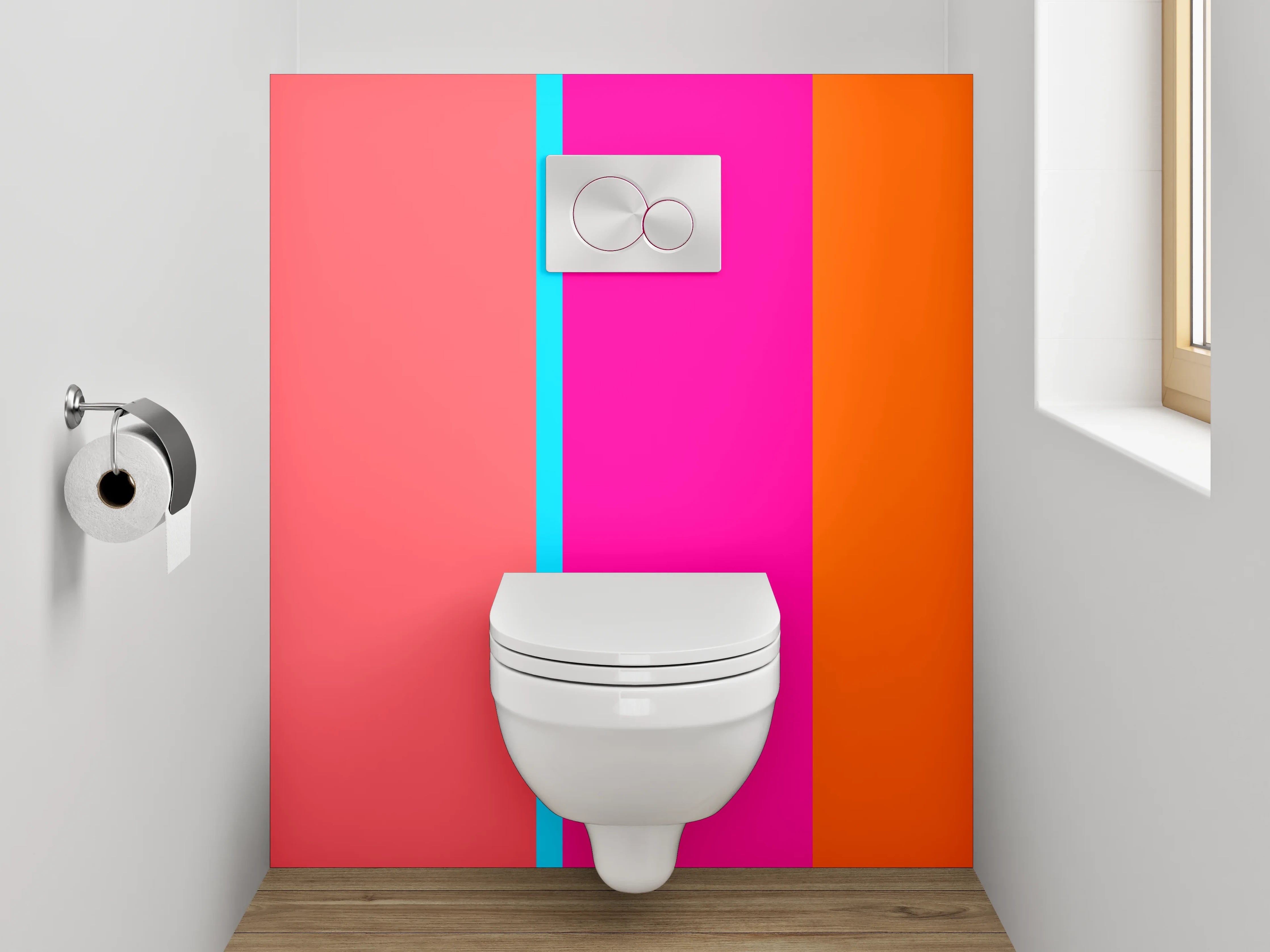 WC-Rückwand - Abstrakte Farbblöcke modern Rosa Orange