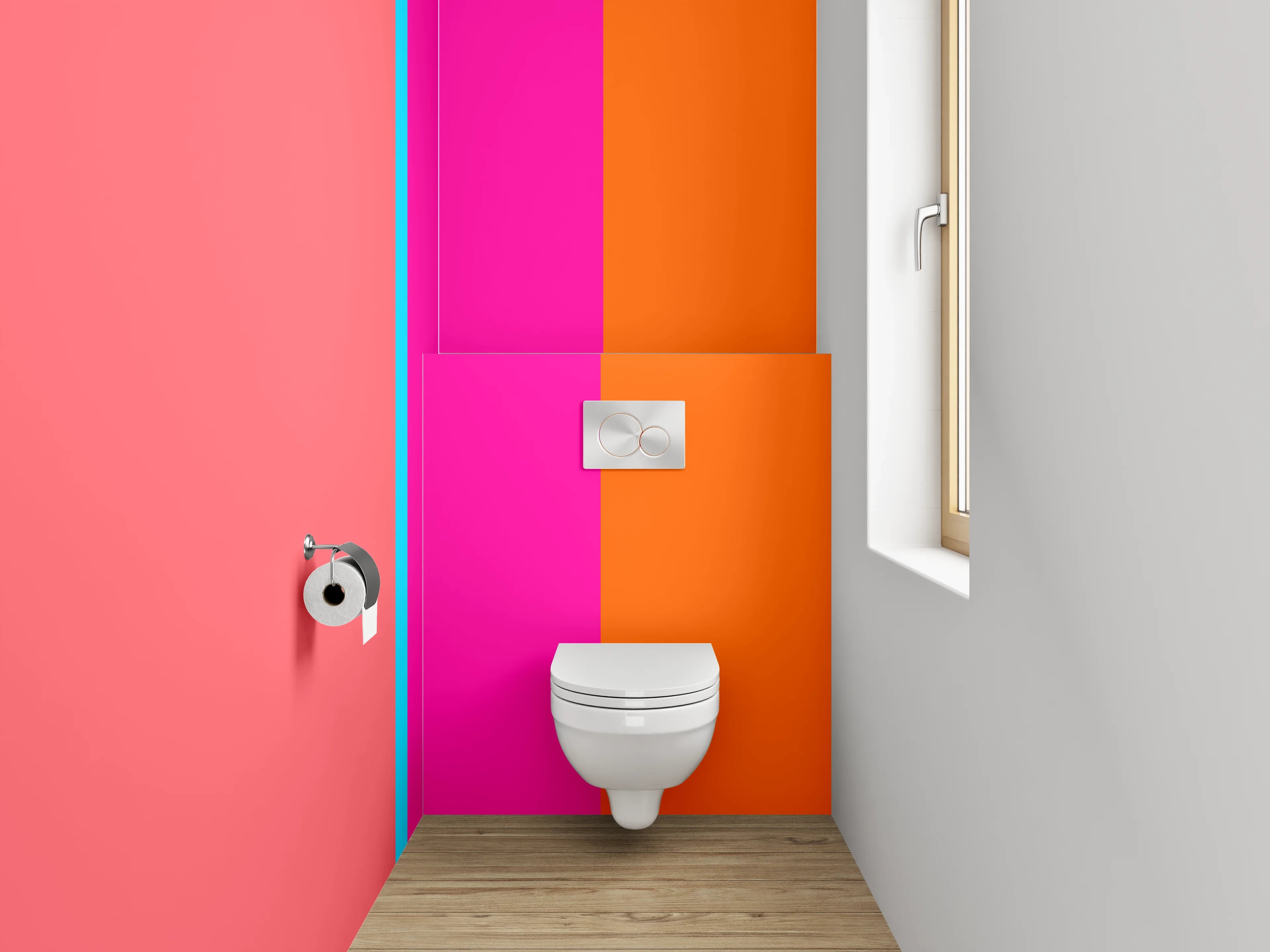 WC-Rückwand - Abstrakte Farbblöcke modern Rosa Orange