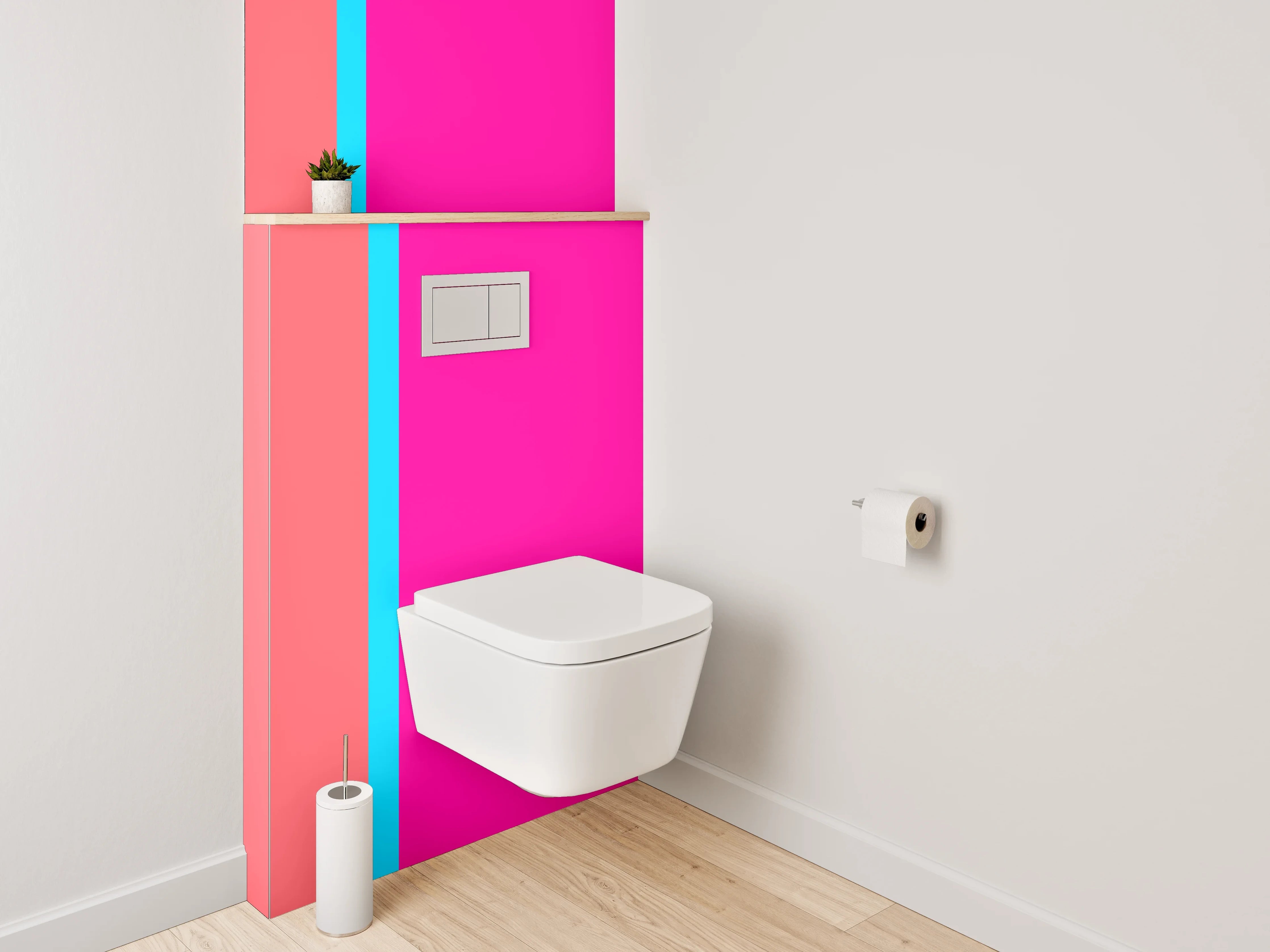 WC-Rückwand - Abstrakte Farbblöcke modern Rosa Orange