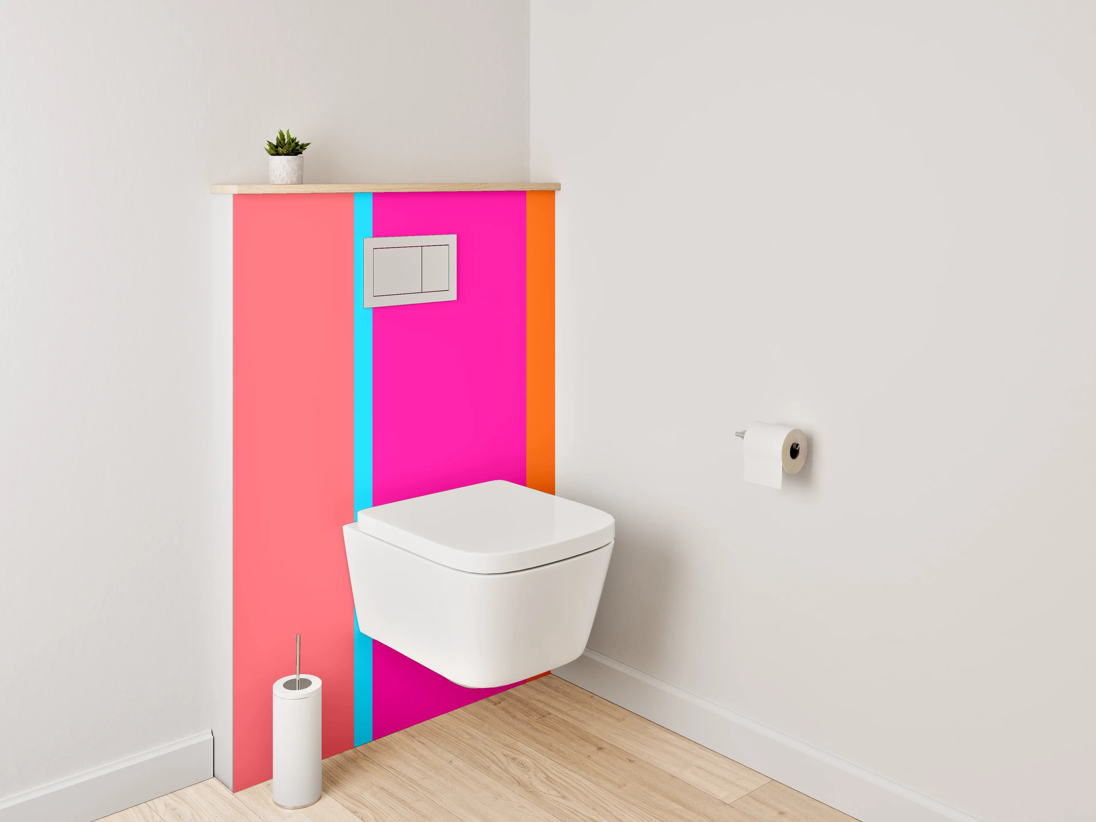WC-Rückwand - Abstrakte Farbblöcke modern Rosa Orange