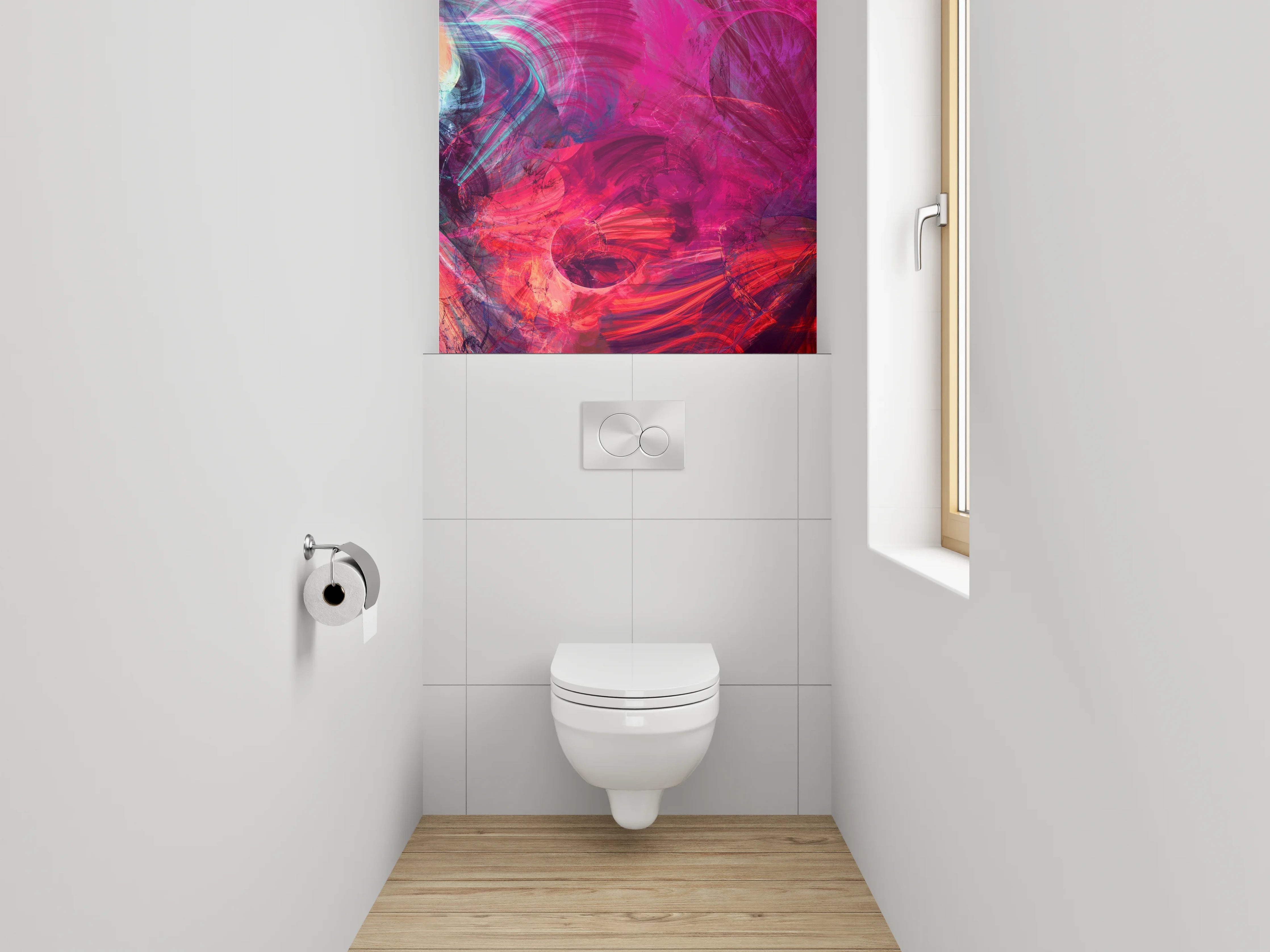 WC-Rückwand - Abstrakte Farbexplosion Wandbild Modern